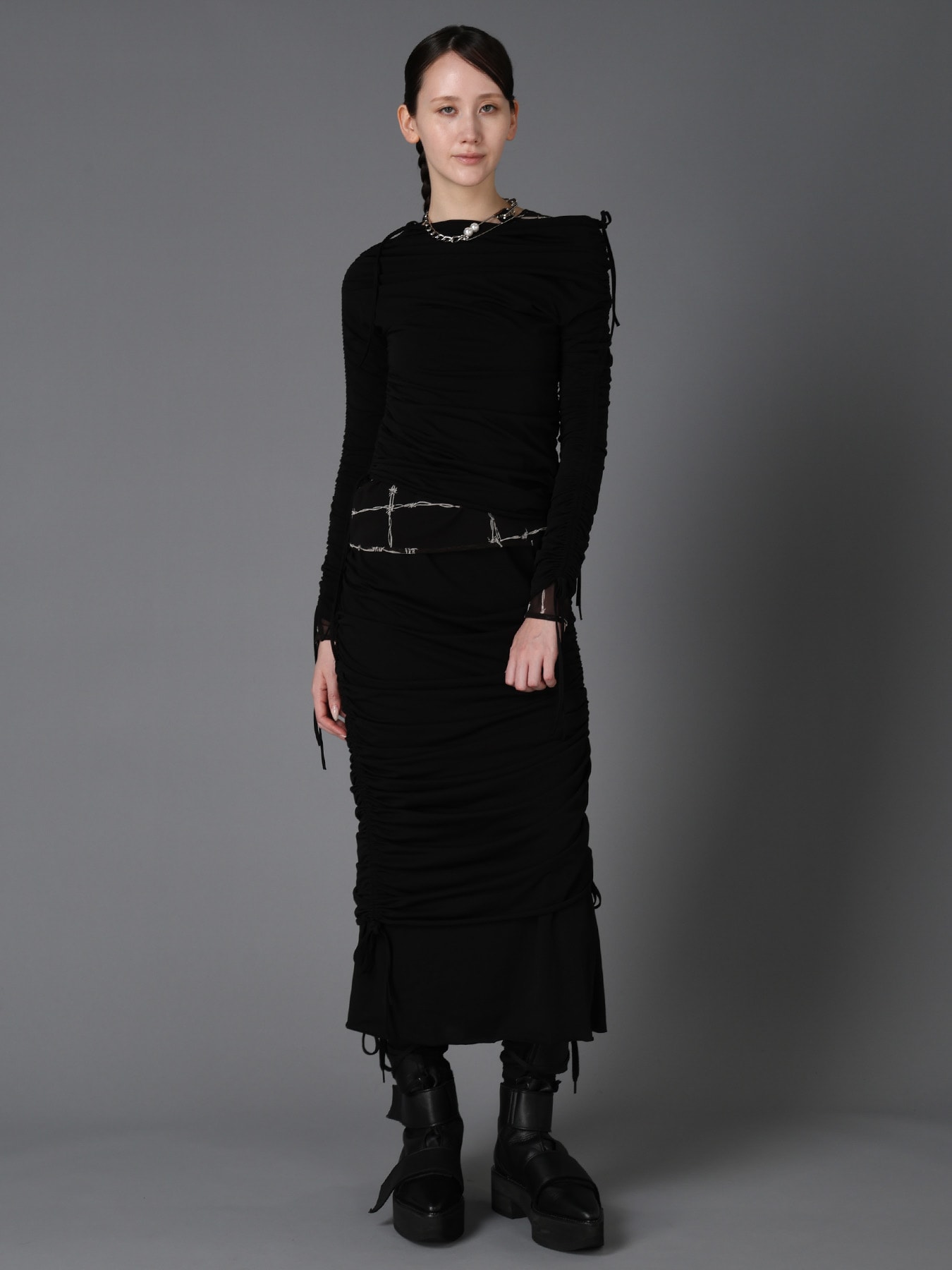BIAS JERSEY GATHERED SLIM T
