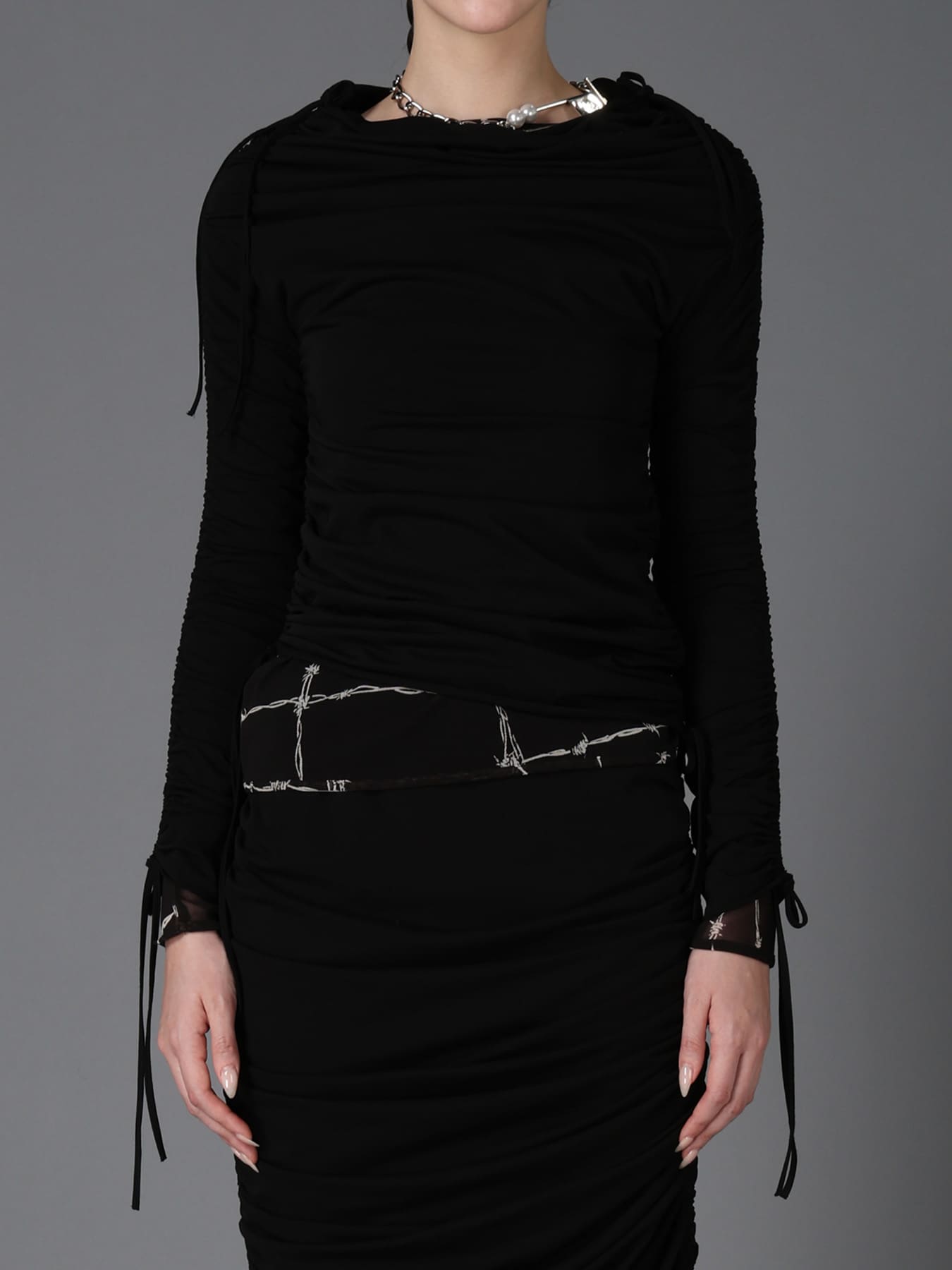 BIAS JERSEY GATHERED SLIM T
