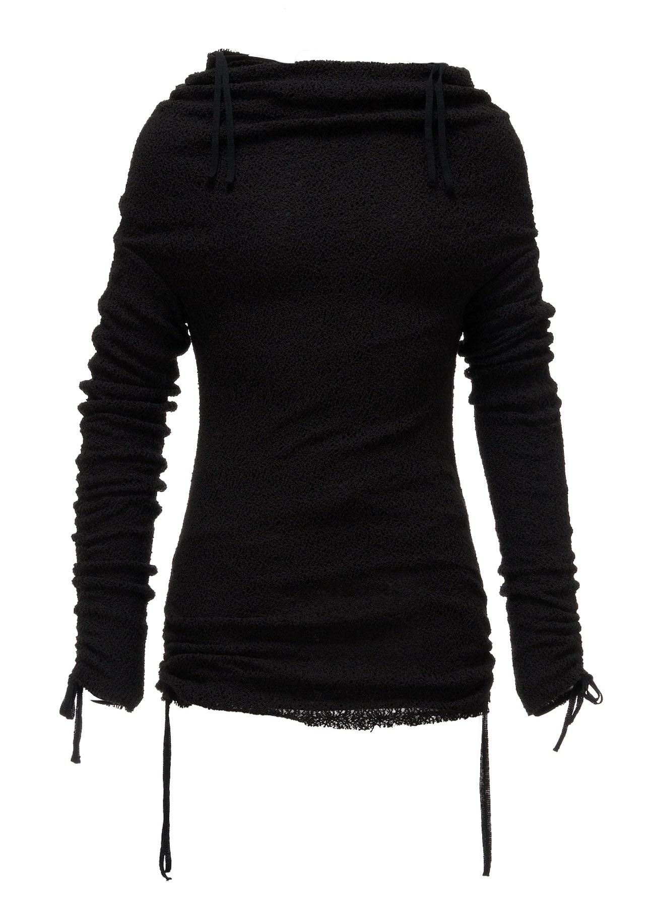 LACE+RIB KNIT GATHERED SLIM T(S Black): LIMI feu｜THE SHOP YOHJI