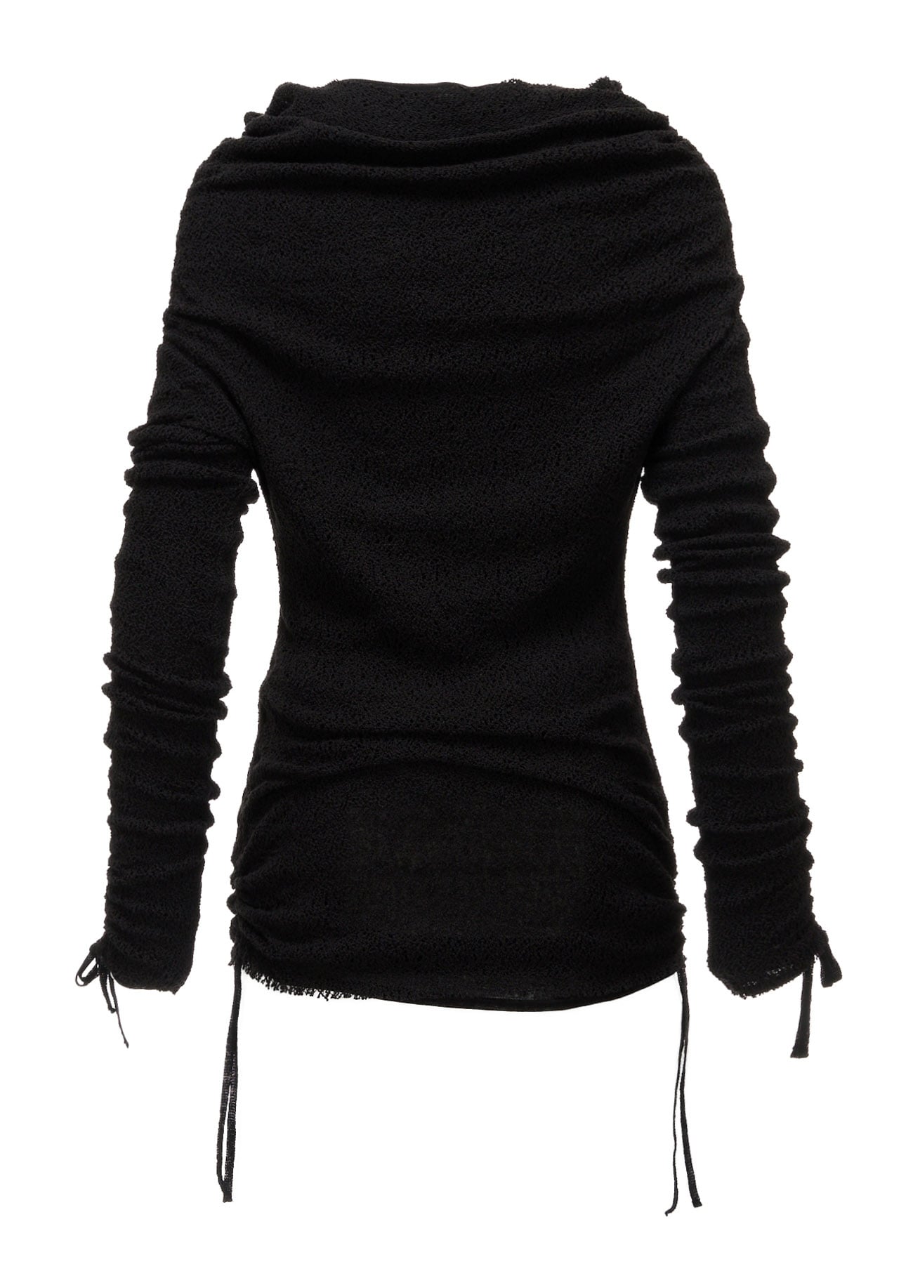 YOHJI YAMAMOTO LIMI feu レースアップ 長袖 カットソー LACE+RIB KNIT GATHERED SLIM T(S Black): LIMI feu｜THE SHOP YOHJI