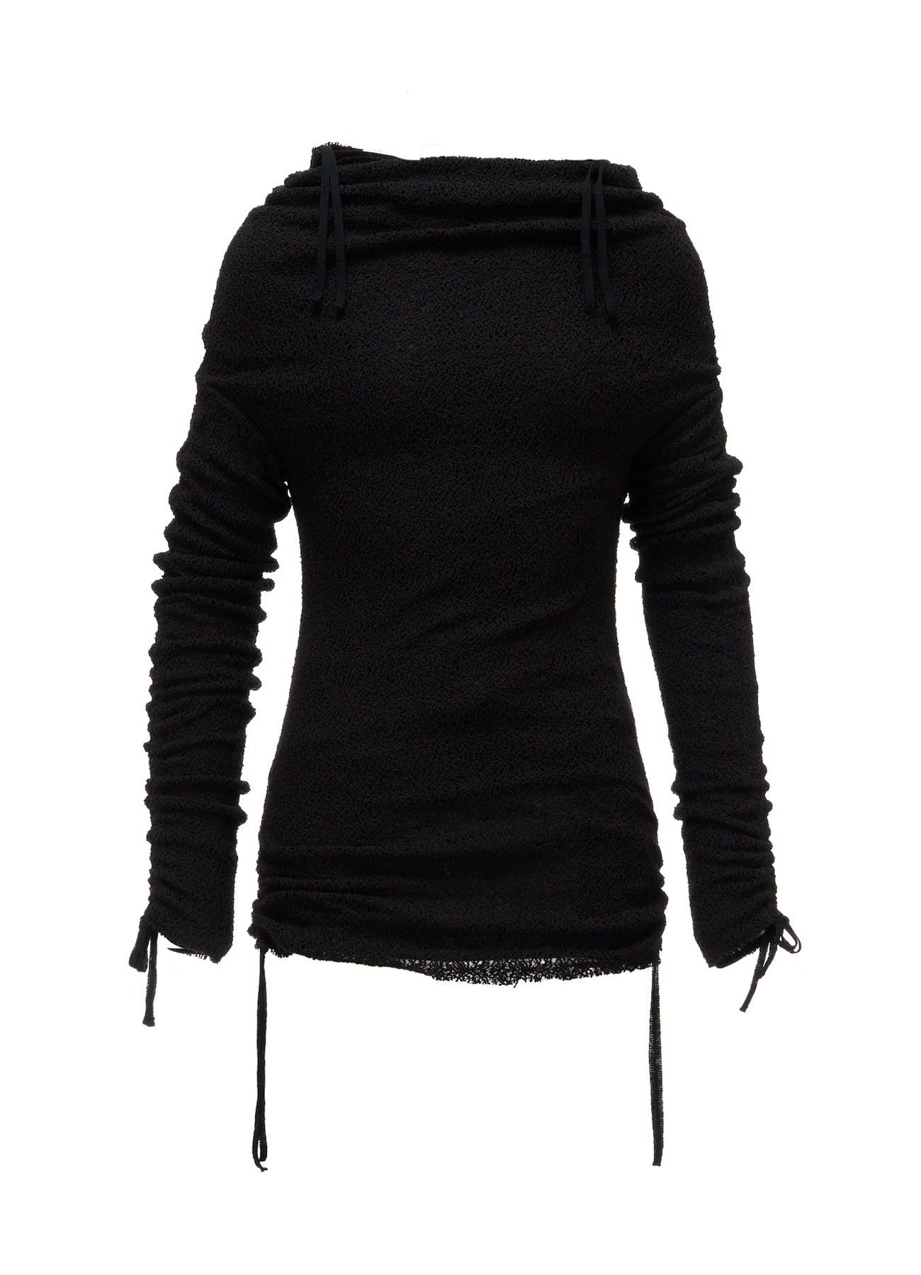 LACE+RIB KNIT GATHERED SLIM T