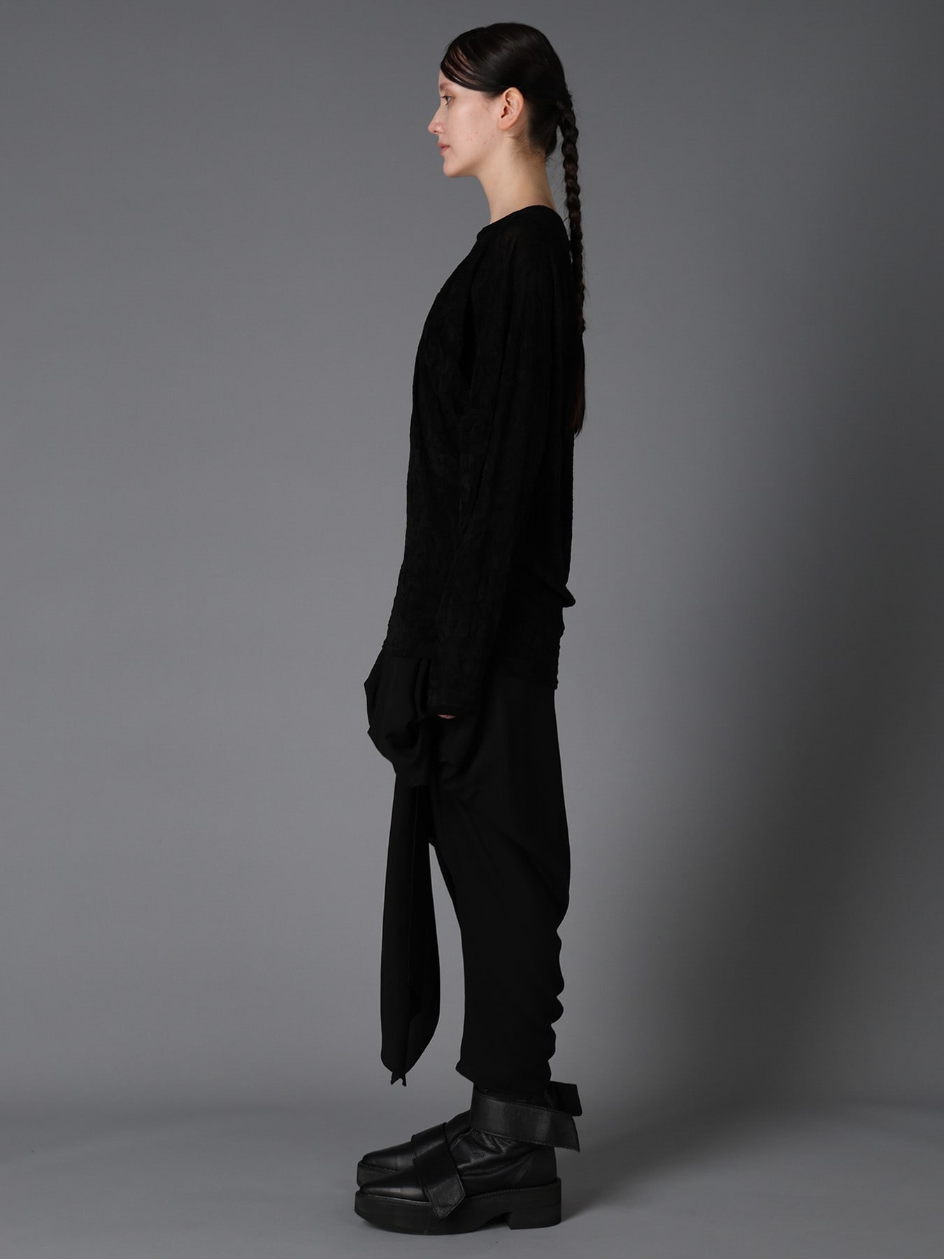FLOCKED TULLE BALLOON LONG SLEEVE T