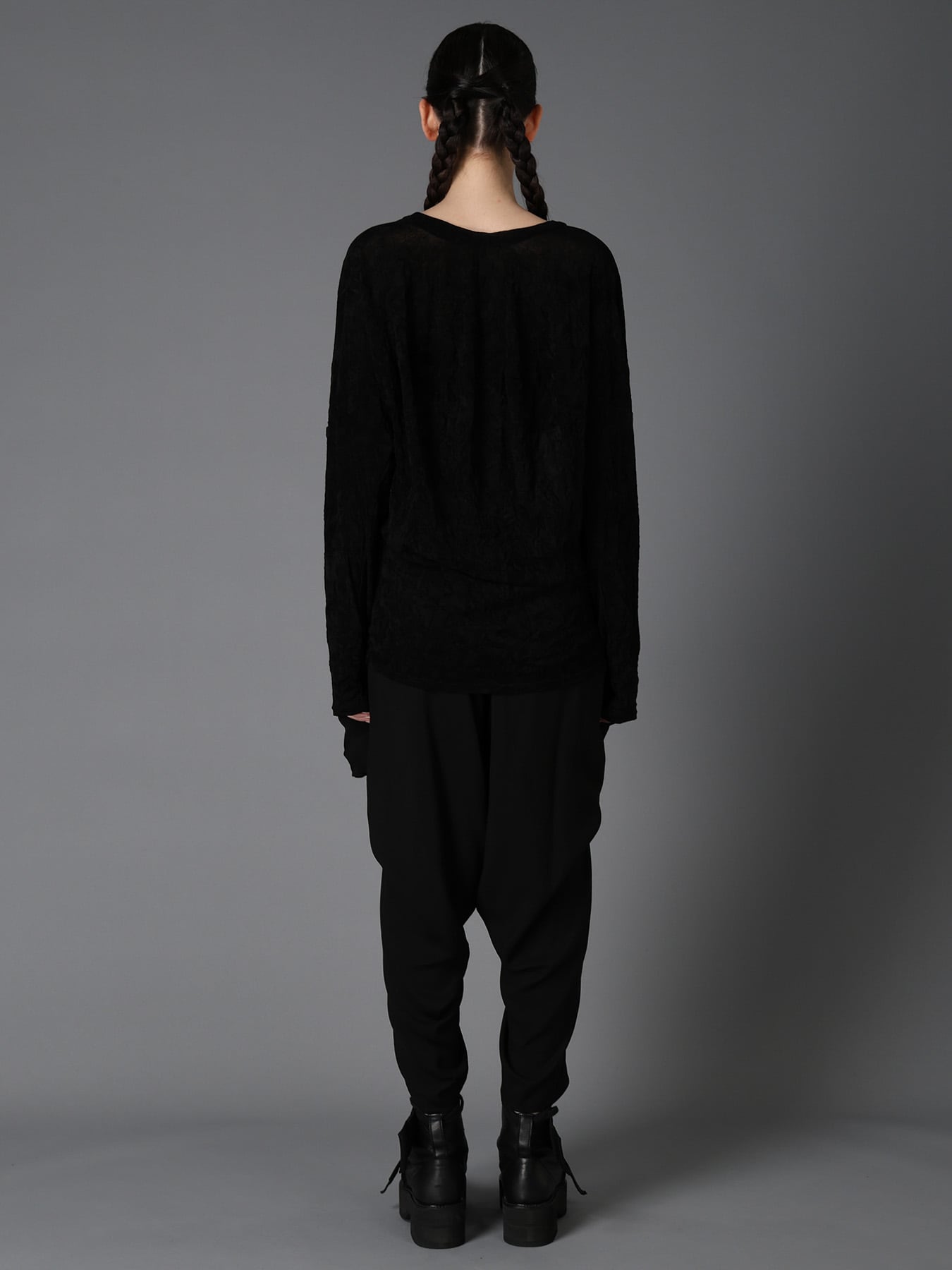 FLOCKED TULLE BALLOON LONG SLEEVE T