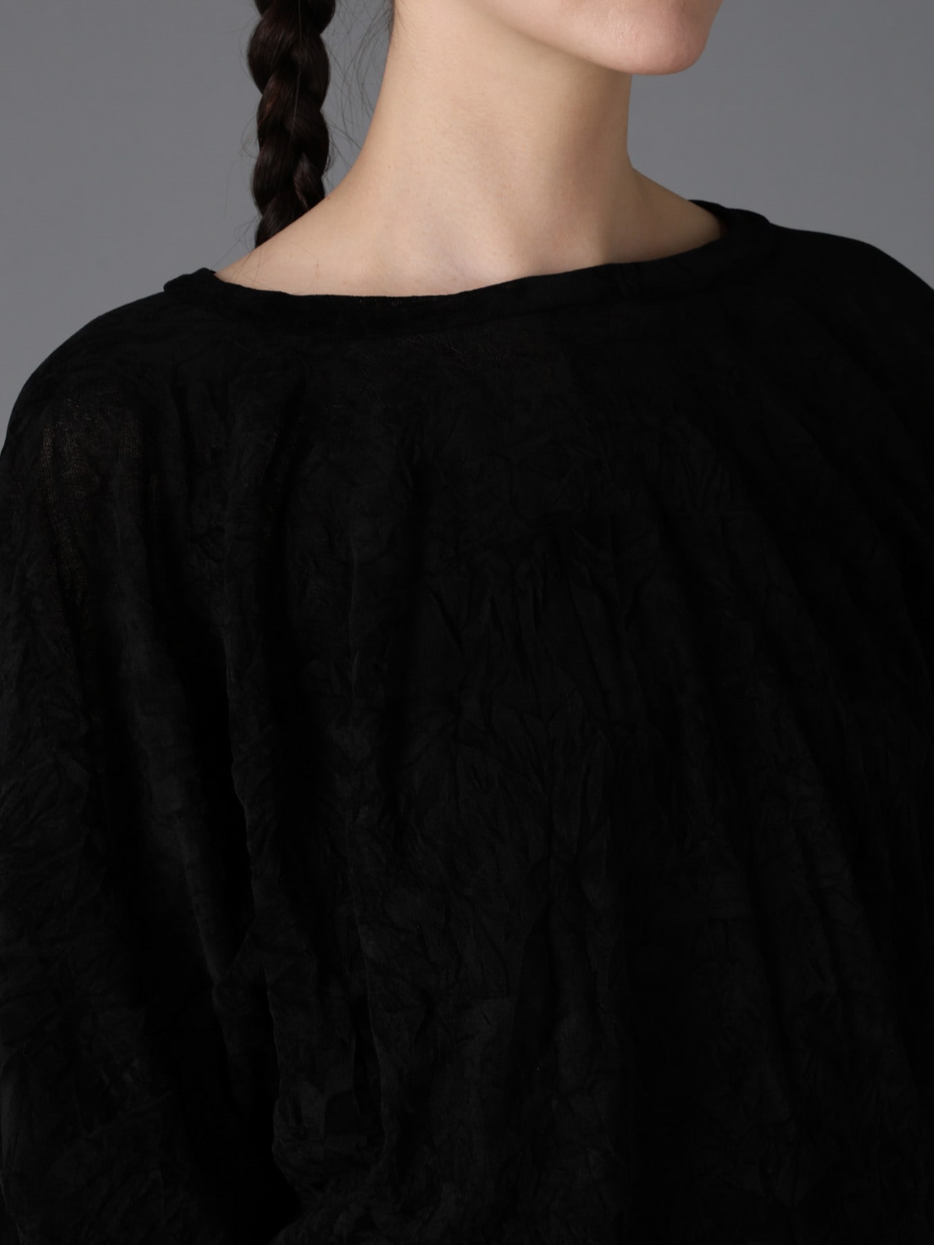 FLOCKED TULLE BALLOON LONG SLEEVE T