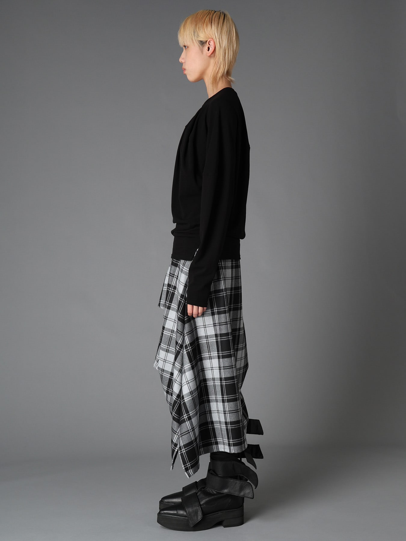 BRUSHED STRETCH JERSEY BALLOON LONG SLEEVE T