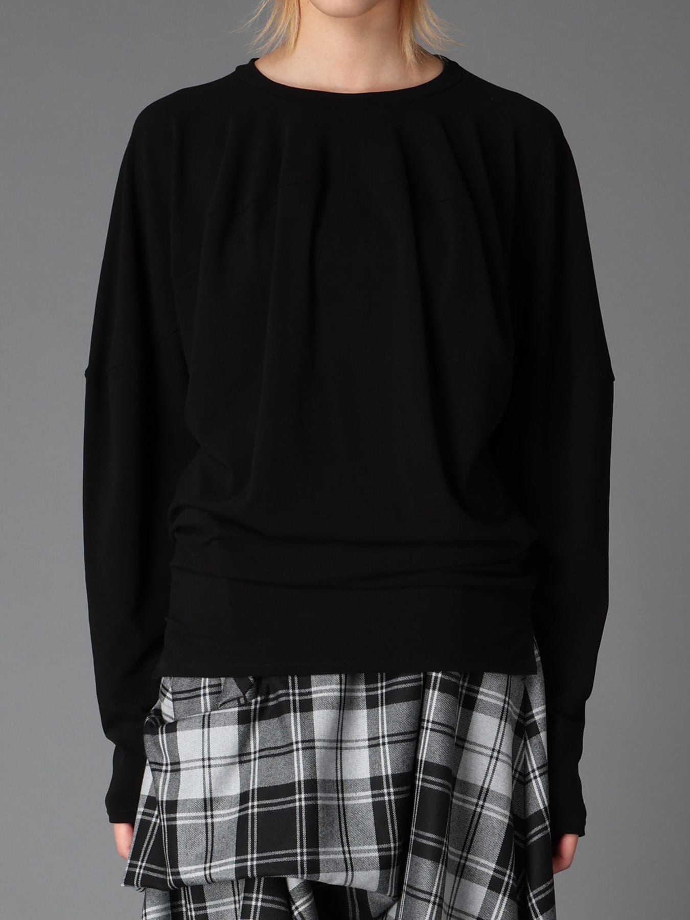 BRUSHED STRETCH JERSEY BALLOON LONG SLEEVE T