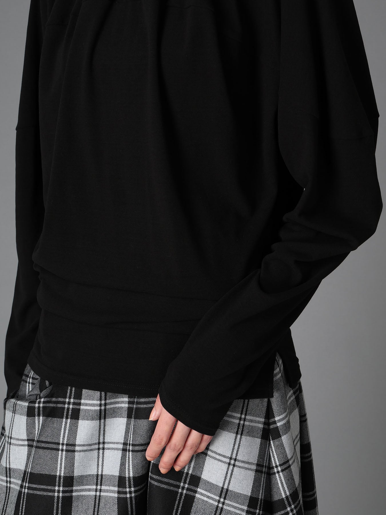 BRUSHED STRETCH JERSEY BALLOON LONG SLEEVE T
