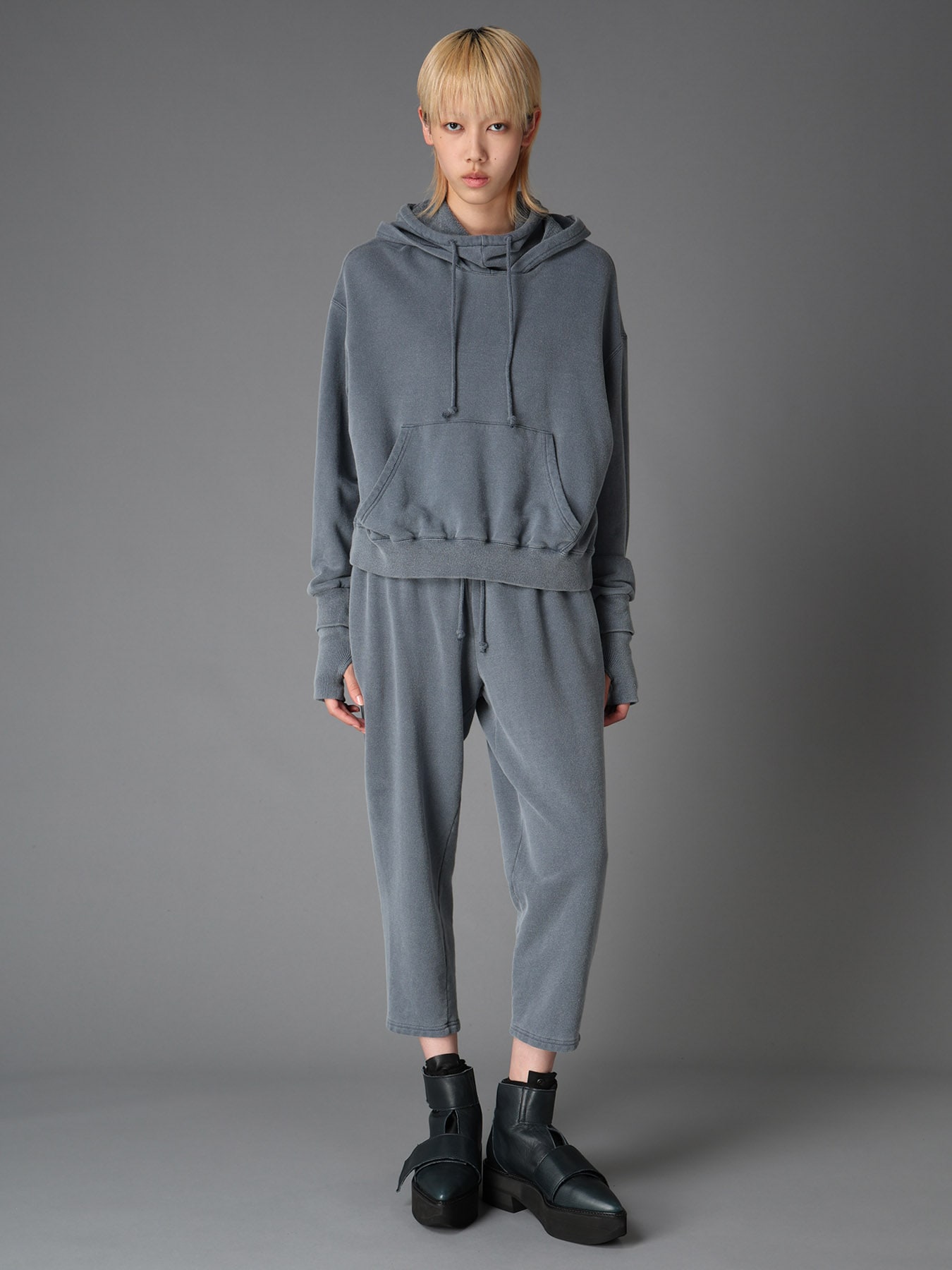 GARMENT DYED FRENCH TERRY DOUBLE HOOD PULLOVER