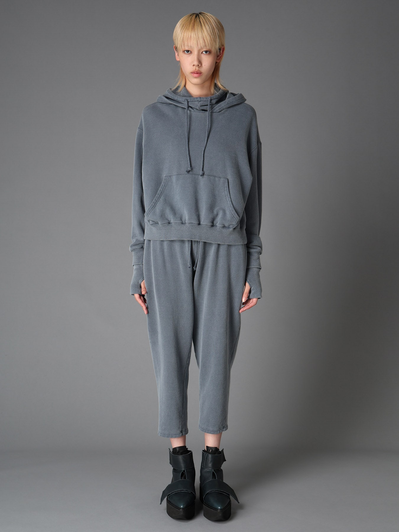 GARMENT DYED FRENCH TERRY DOUBLE HOOD PULLOVER
