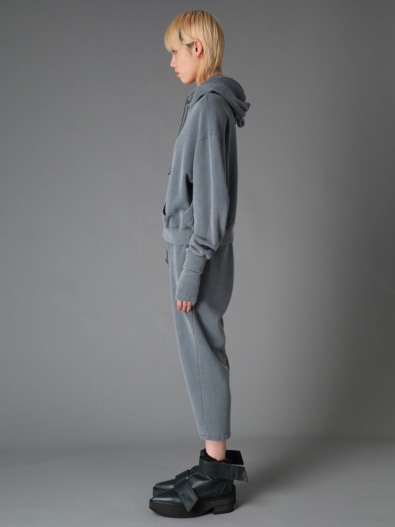 GARMENT DYED FRENCH TERRY DOUBLE HOOD PULLOVER