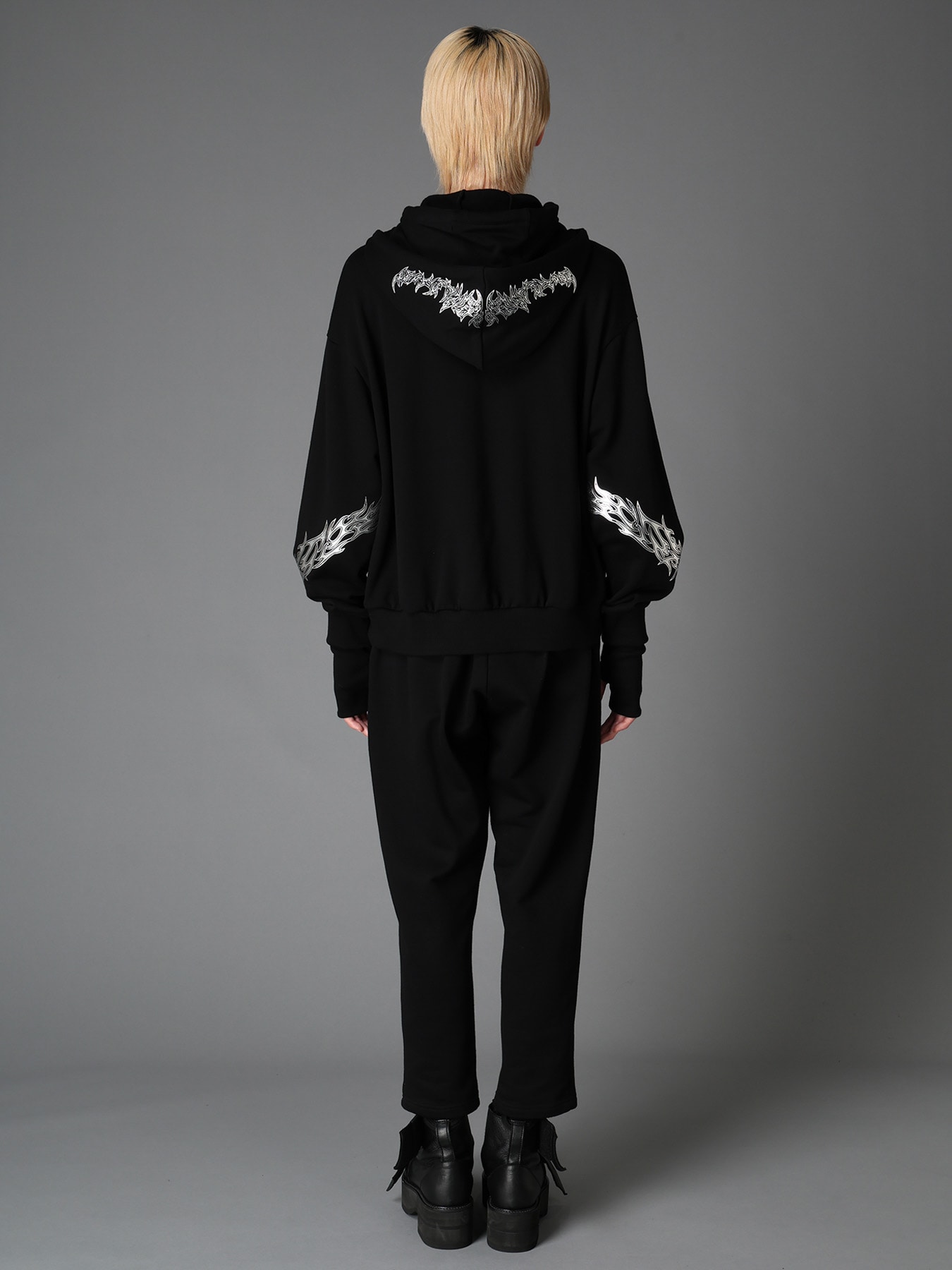 TRIBAL PRINT FRENCH TERRY DOUBLE HOOD PULLOVER
