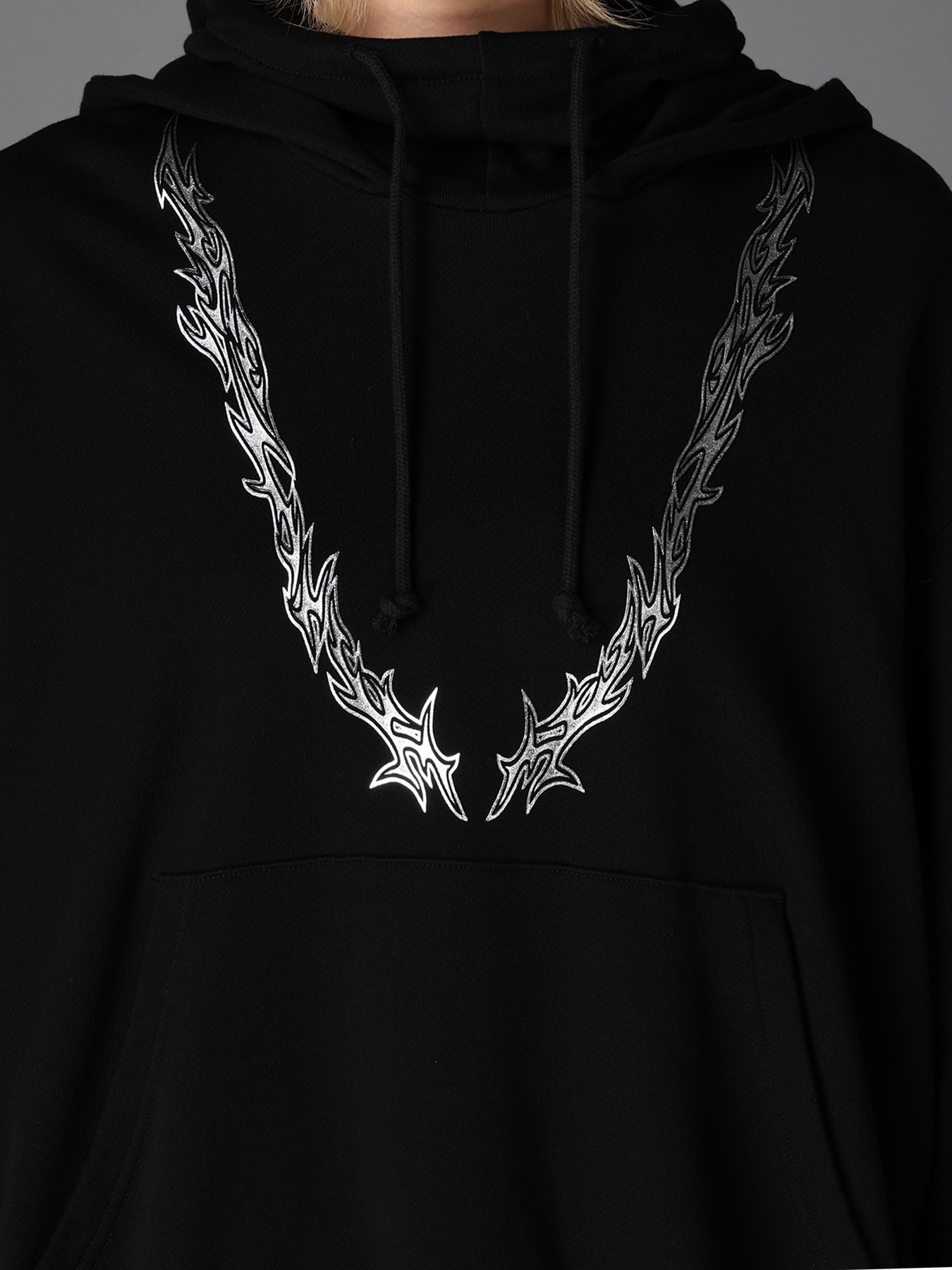 TRIBAL PRINT FRENCH TERRY DOUBLE HOOD PULLOVER