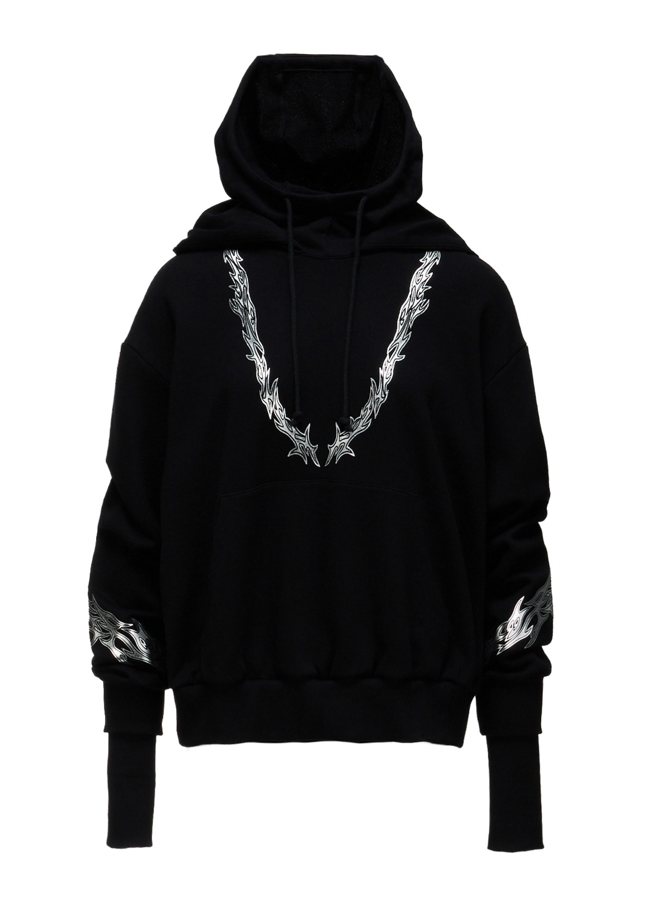 TRIBAL PRINT FRENCH TERRY DOUBLE HOOD PULLOVER