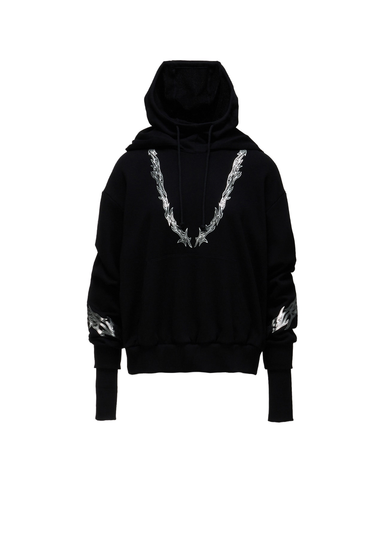 TRIBAL PRINT FRENCH TERRY DOUBLE HOOD PULLOVER