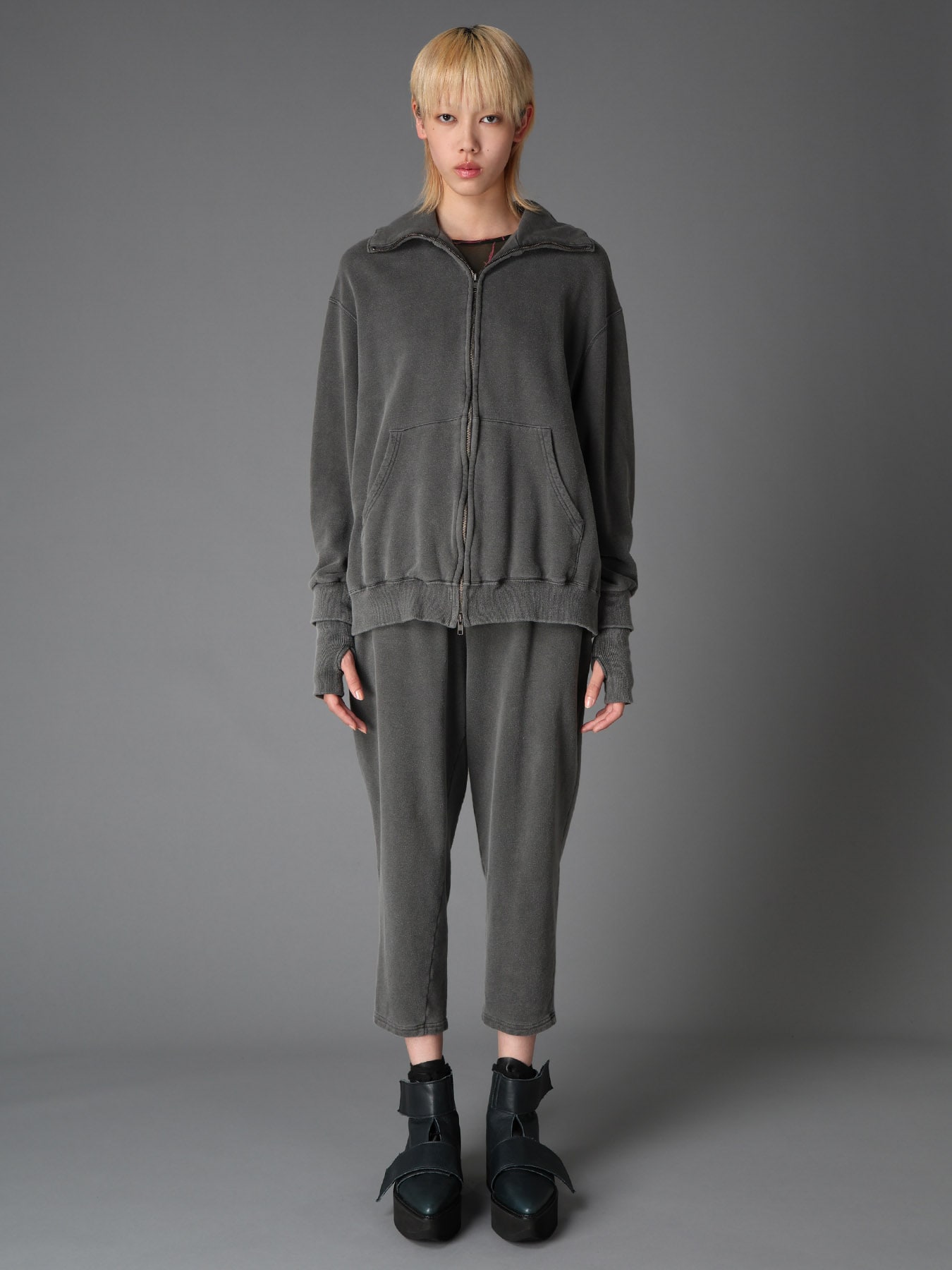 GARMENT DYED FRENCH TERRY DOUBLE HOOD PARKA(S Gray): LIMI feu｜THE