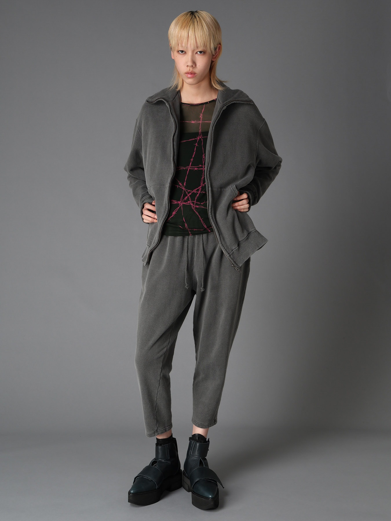 GARMENT DYED FRENCH TERRY DOUBLE HOOD PARKA