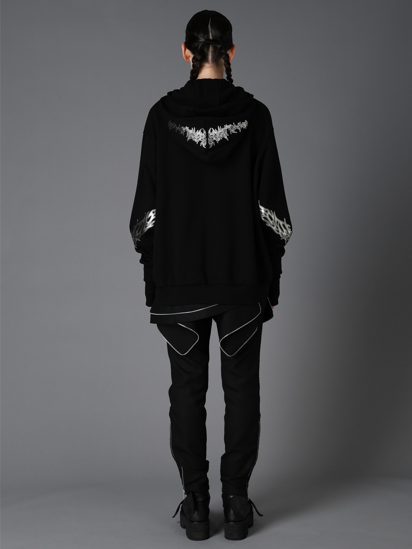 TRIBAL PRINT FRENCH TERRY DOUBLE HOOD PARKA