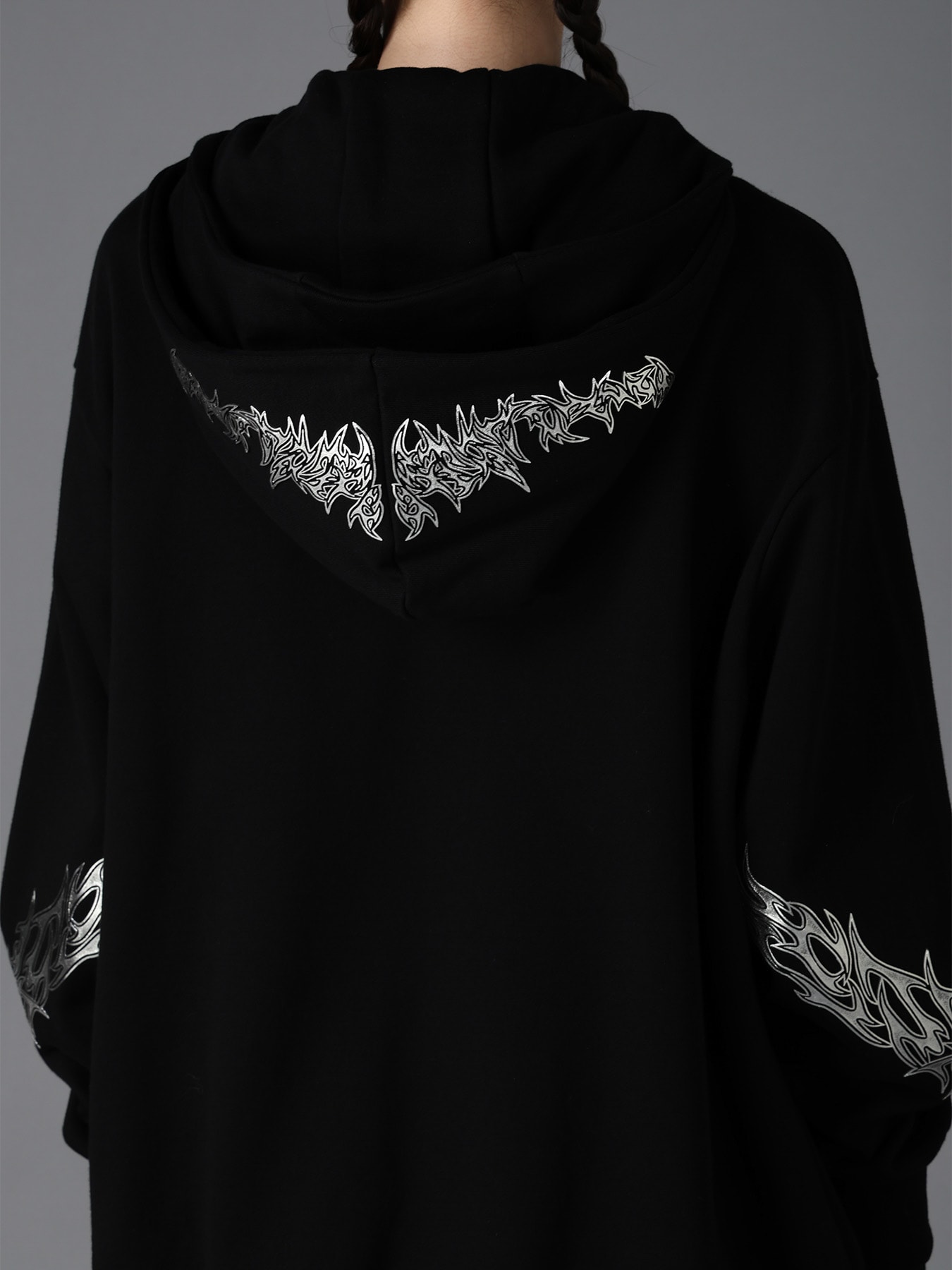 TRIBAL PRINT FRENCH TERRY DOUBLE HOOD PARKA