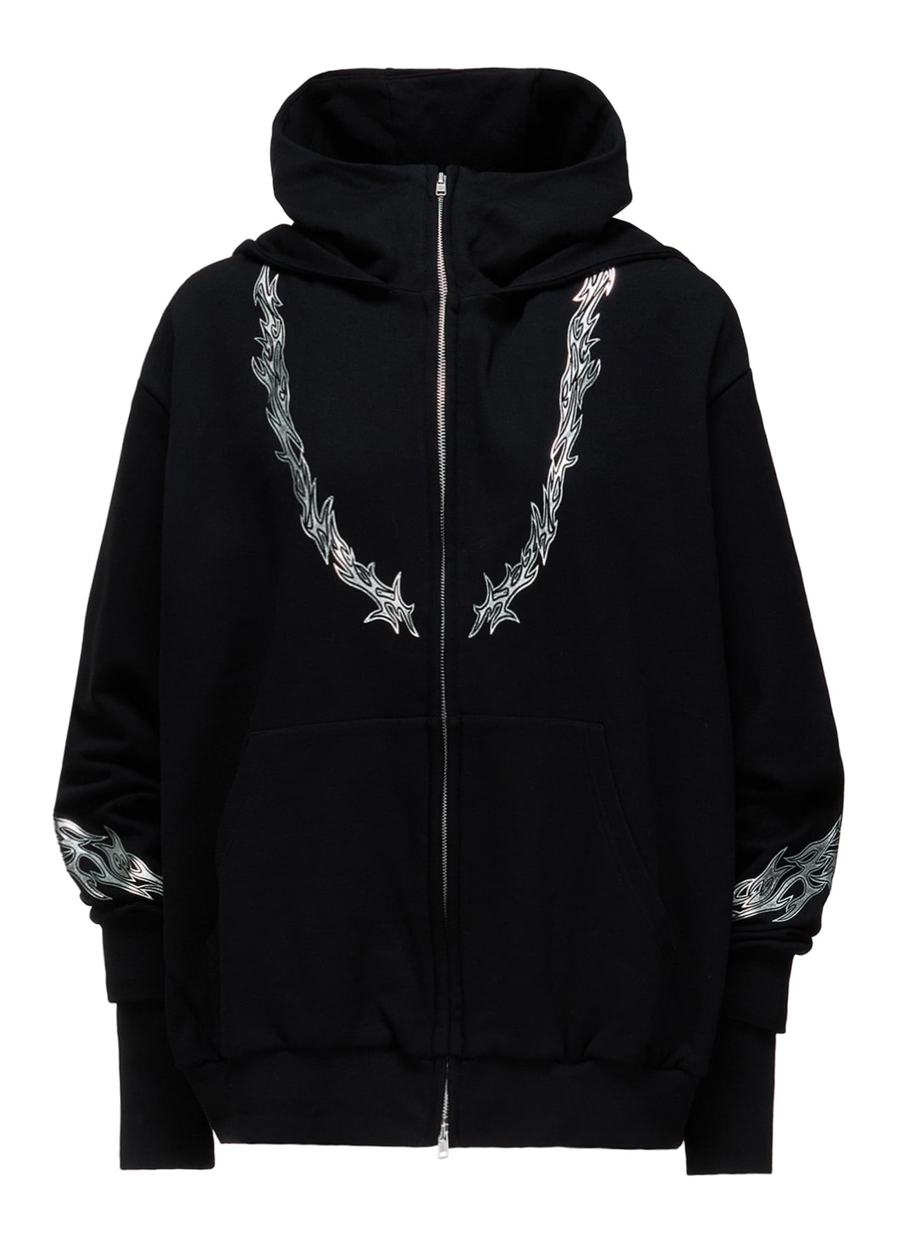 TRIBAL PRINT FRENCH TERRY DOUBLE HOOD PARKA