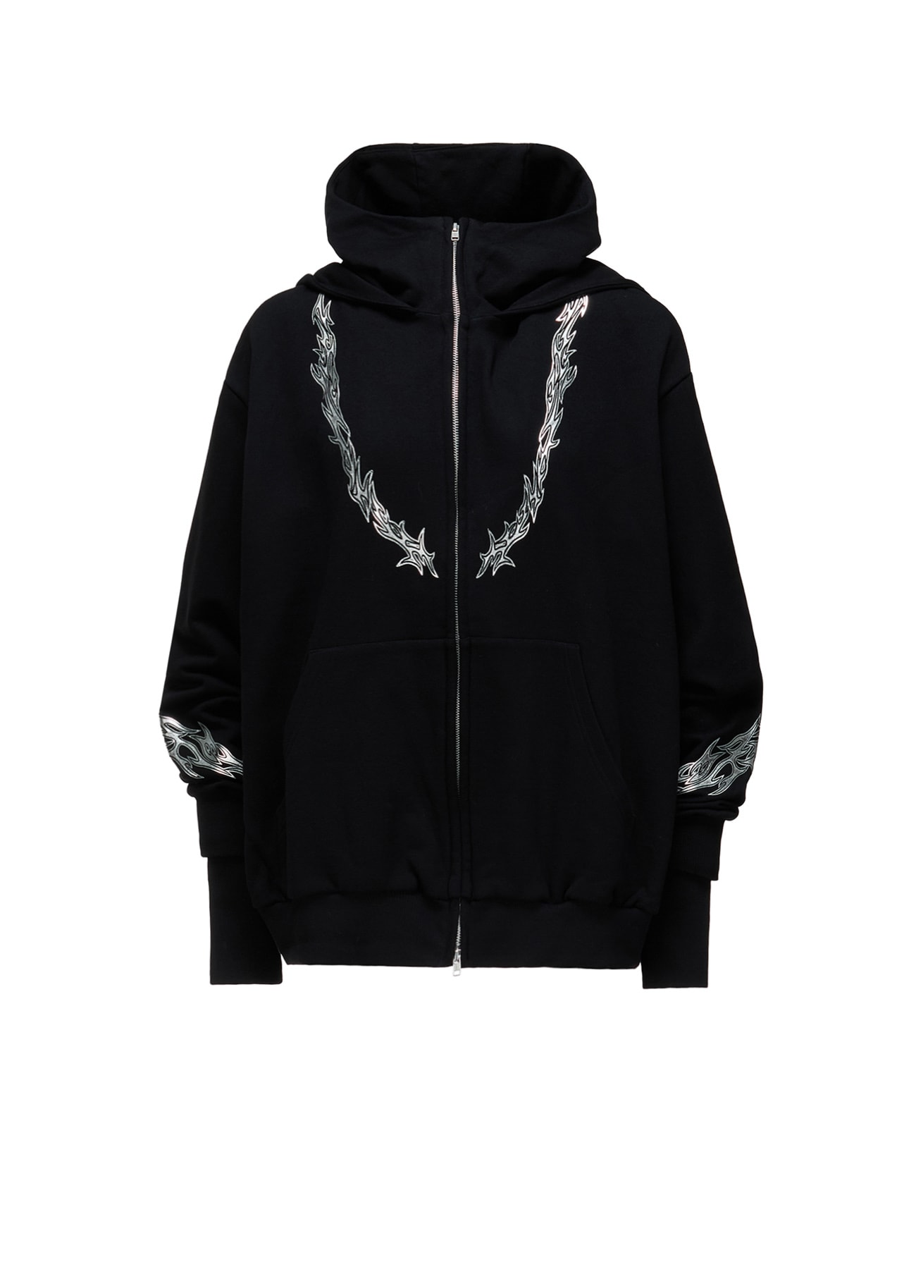 TRIBAL PRINT FRENCH TERRY DOUBLE HOOD PARKA