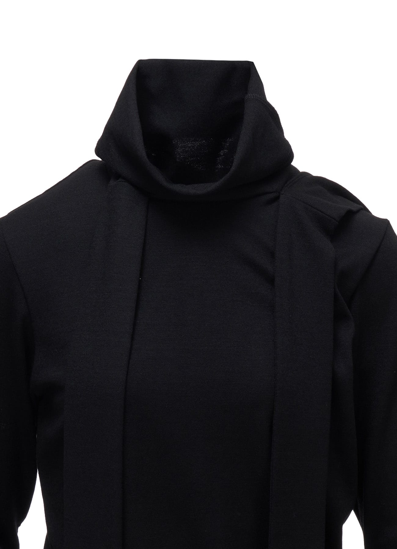 W/ SINGLE JERSEY SCARF DETAIL HOODED T SHIRT