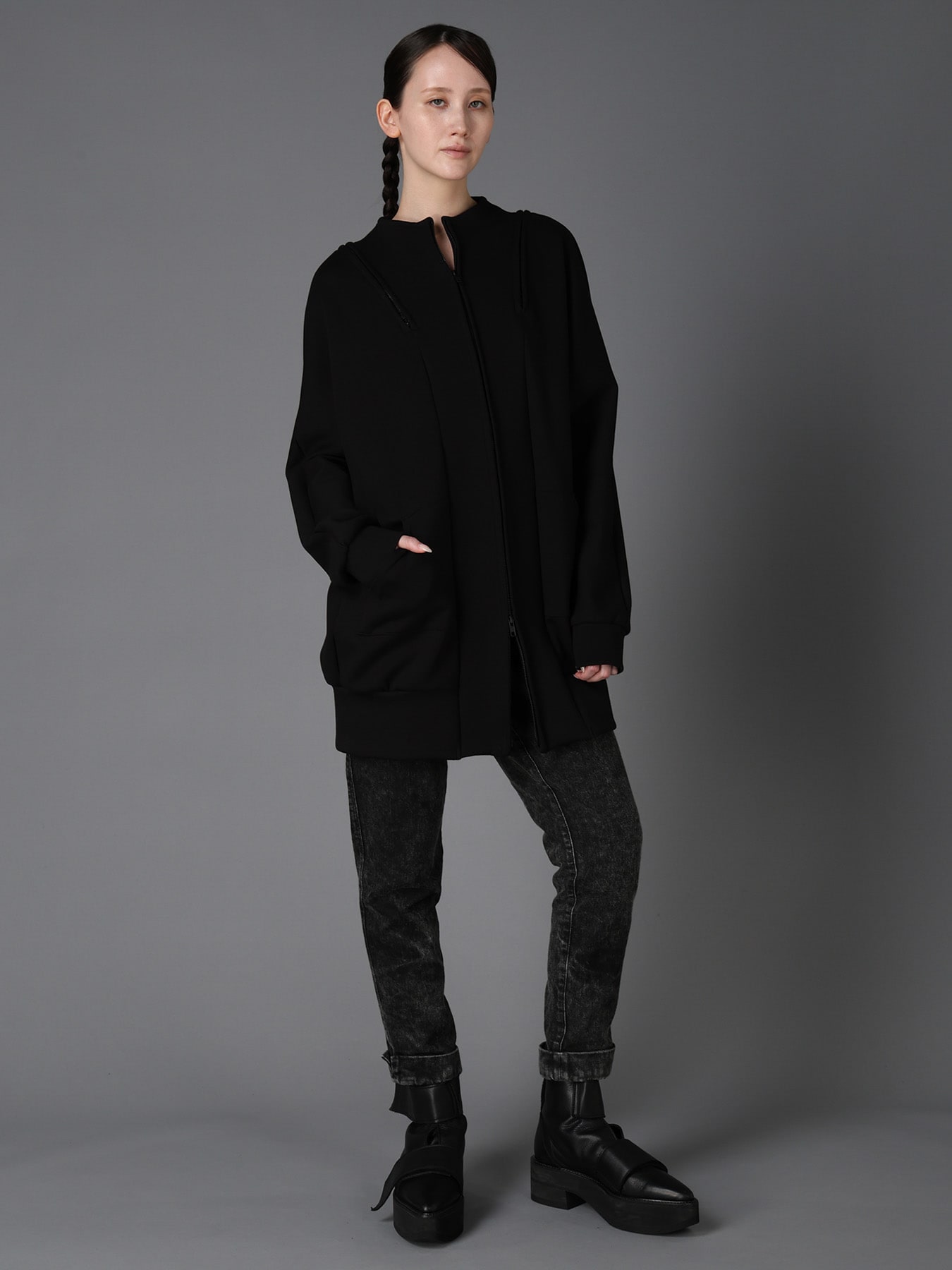 DOUBLE FACE JERSEY LONG ZIP BLOUSON