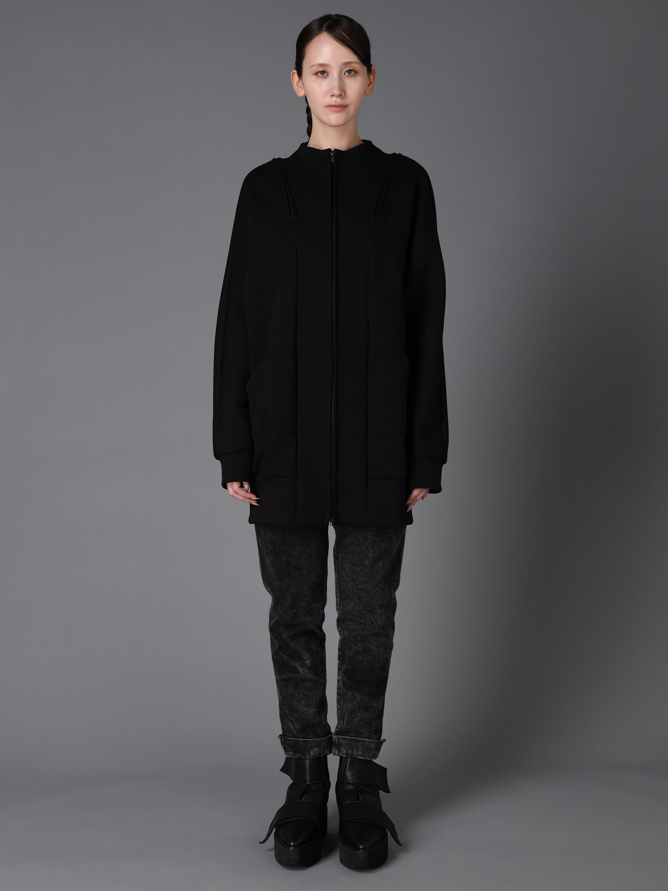 DOUBLE FACE JERSEY LONG ZIP BLOUSON