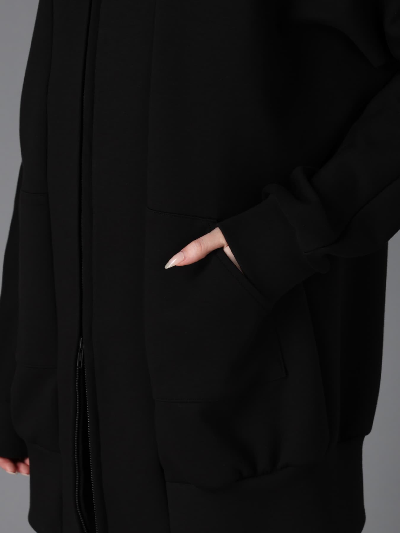 DOUBLE FACE JERSEY LONG ZIP BLOUSON