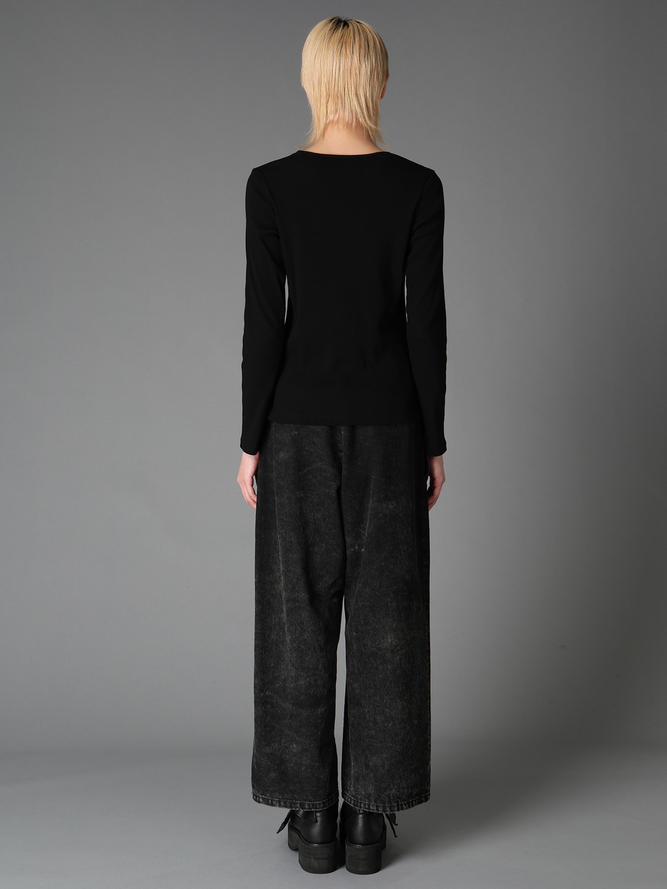 C/ RIB SLIT CHEST LONG SLEEVE T