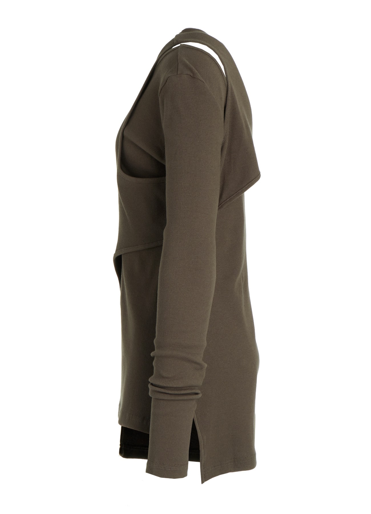 C/ RIB LAYERED DETAIL T SHIRT