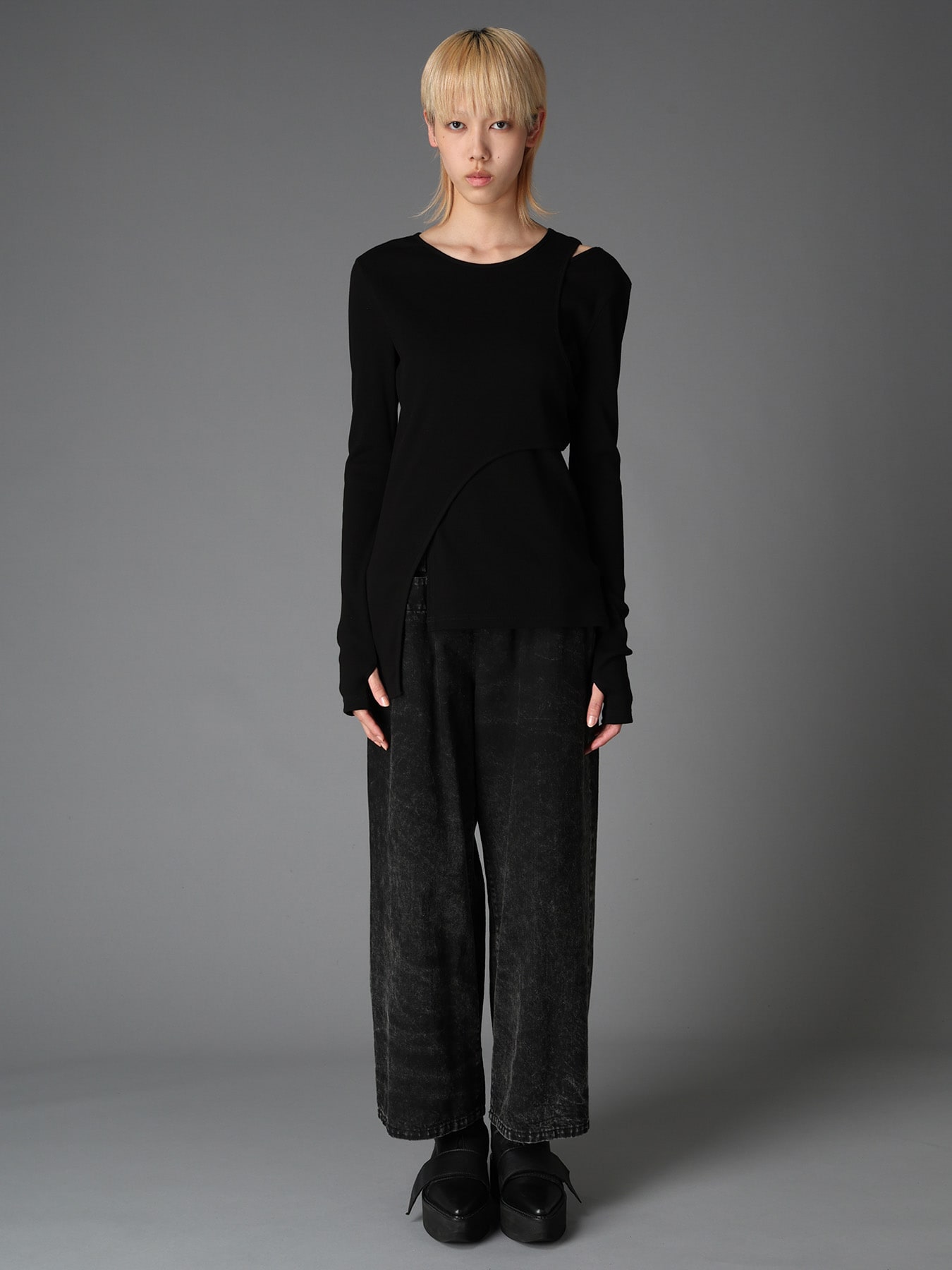 C/ RIB LAYERED DETAIL T SHIRT