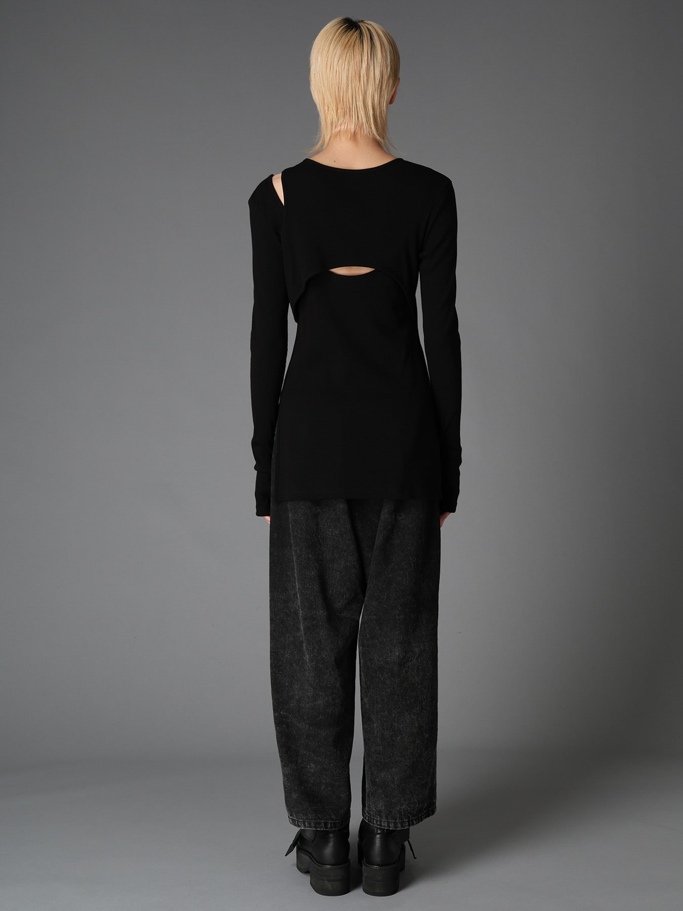 C/ RIB LAYERED DETAIL T SHIRT