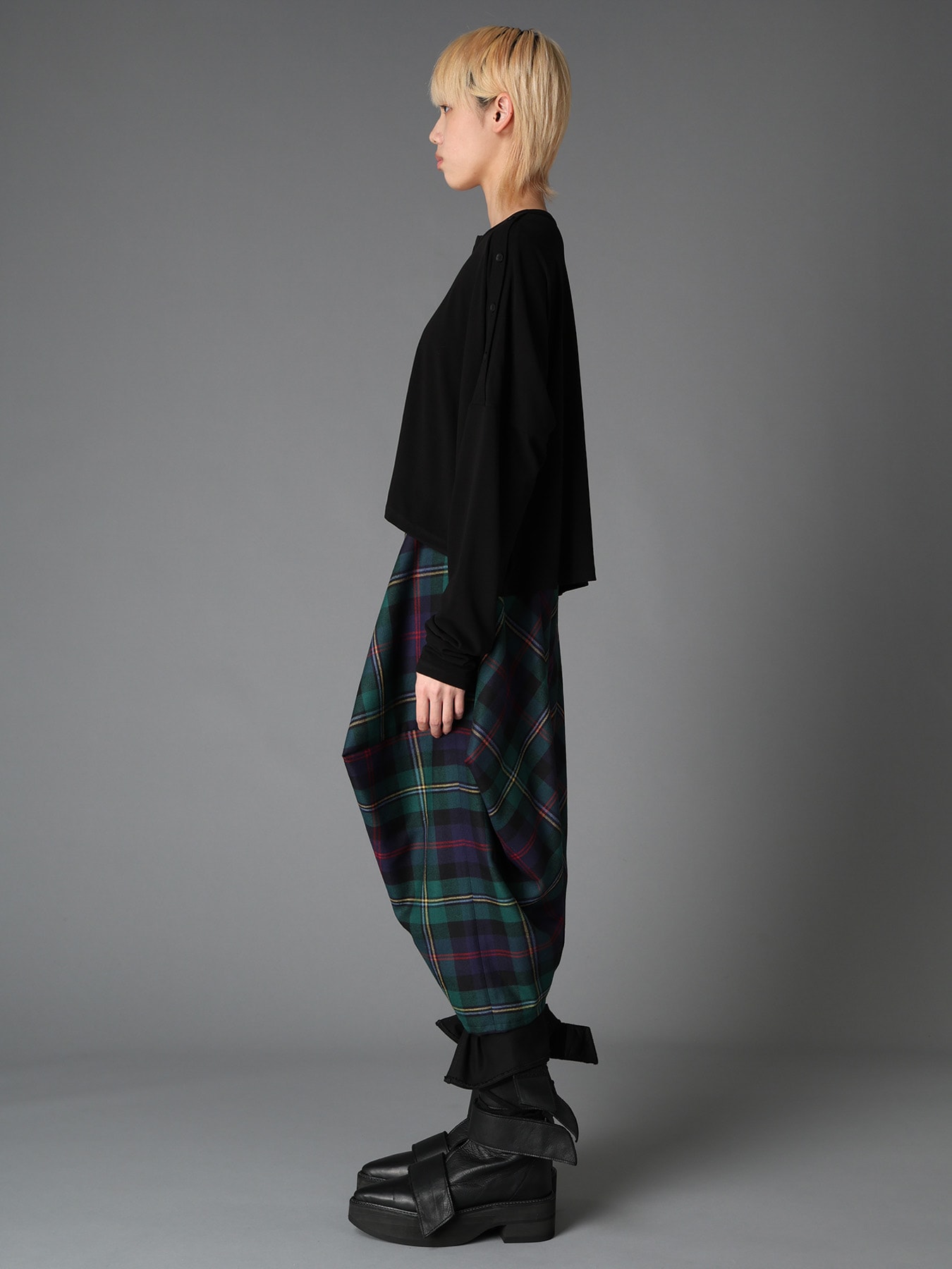 BRUSHED STRETCH JERSEY SHOULDER OPEN SHORT T