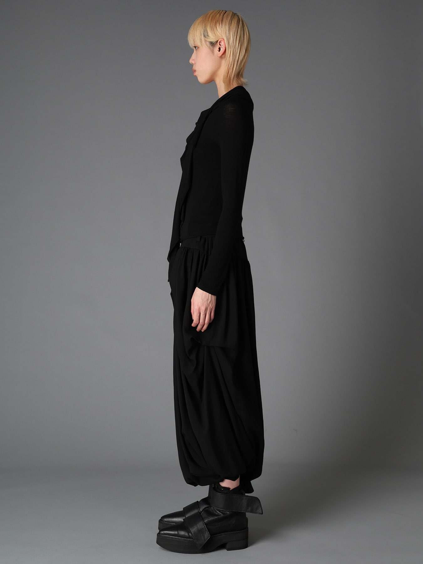 GAUZE STRETCH JERSEY FRONT DRAPE T
