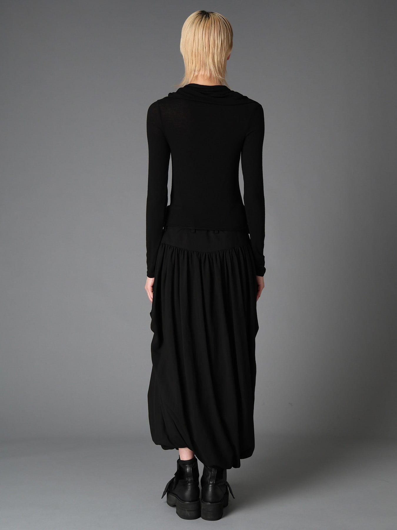 GAUZE STRETCH JERSEY FRONT DRAPE T