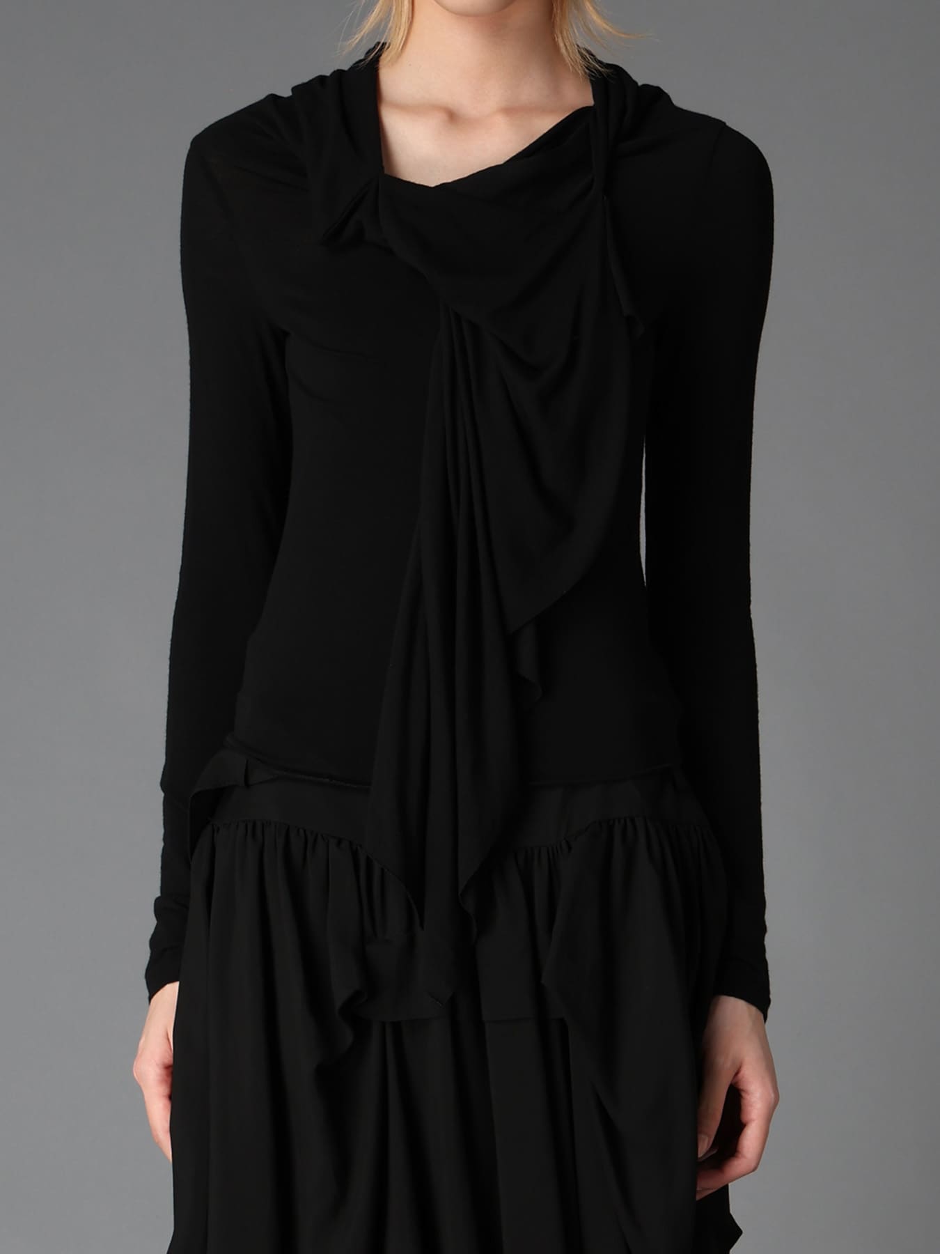 GAUZE STRETCH JERSEY FRONT DRAPE T