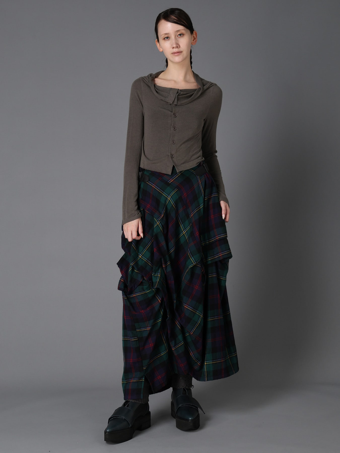 GAUZE STRETCH JERSEY DRAPED CARDIGAN