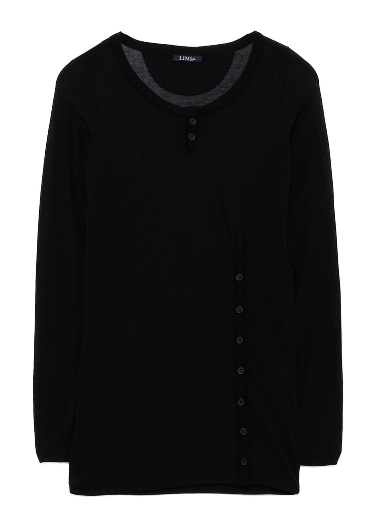 HIGH TWIST JERSEY KEY NECK BUTTON SLIT