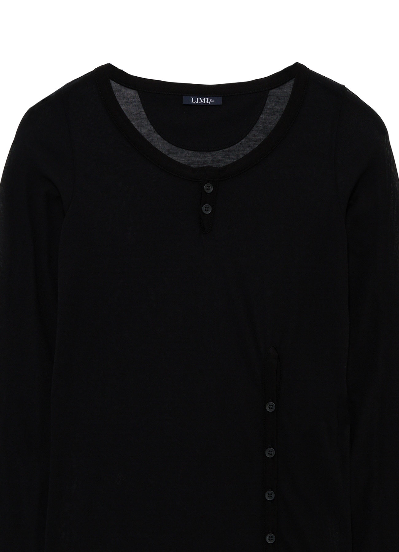 HIGH TWIST JERSEY KEY NECK BUTTON SLIT