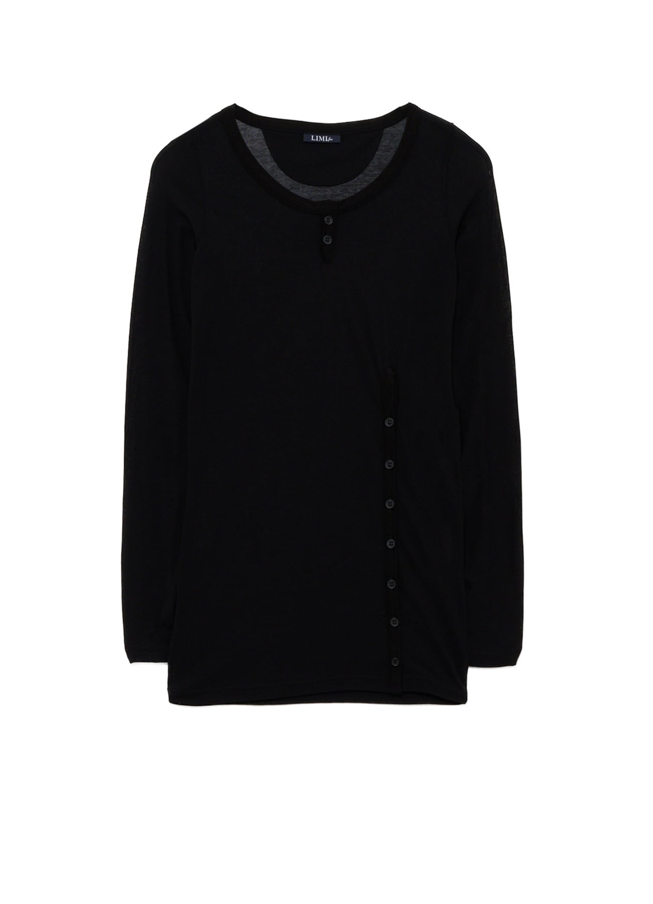 HIGH TWIST JERSEY KEY NECK BUTTON SLIT