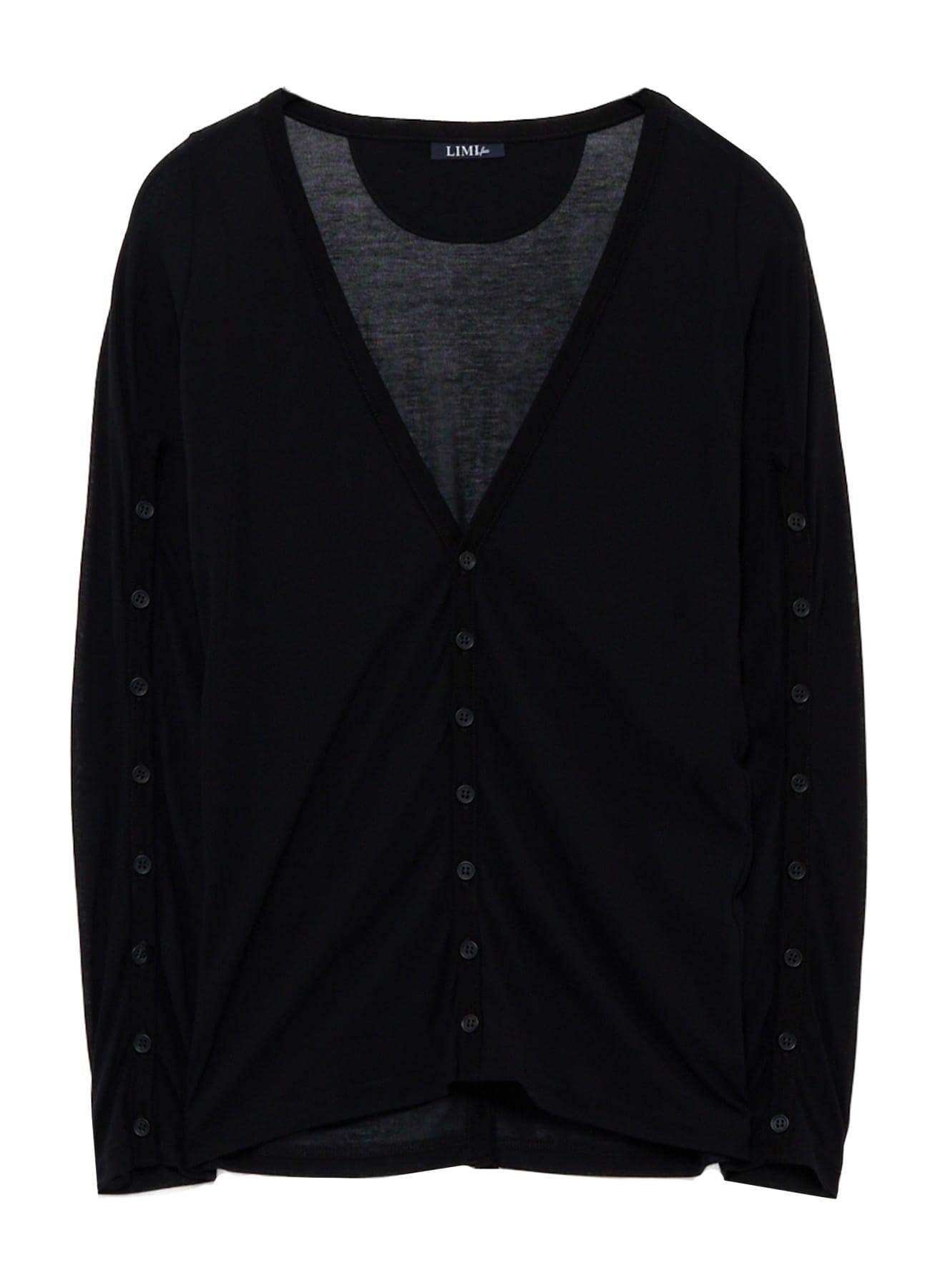 HIGH-TWIST JERSEY BUTTON SLEEVE CARDIGAN