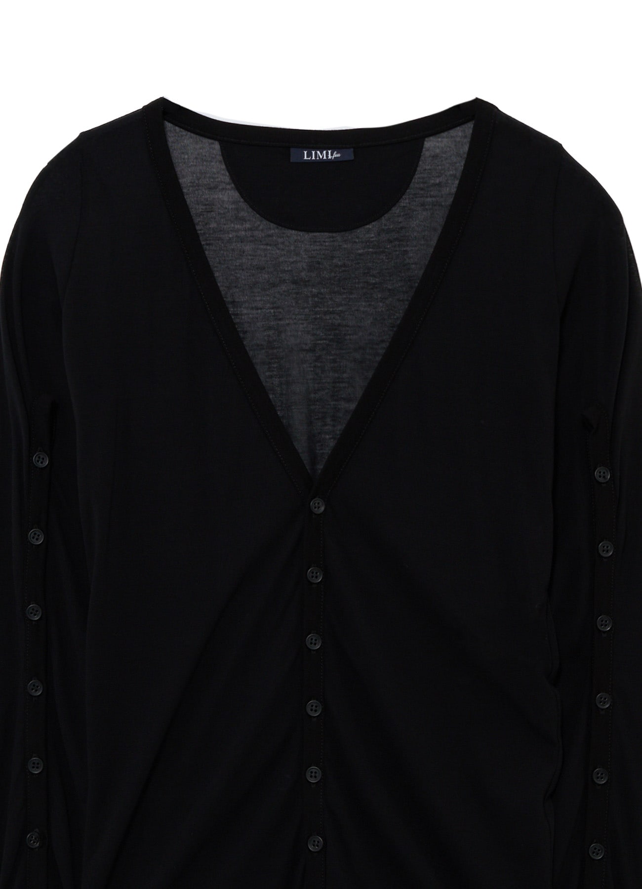 HIGH-TWIST JERSEY BUTTON SLEEVE CARDIGAN