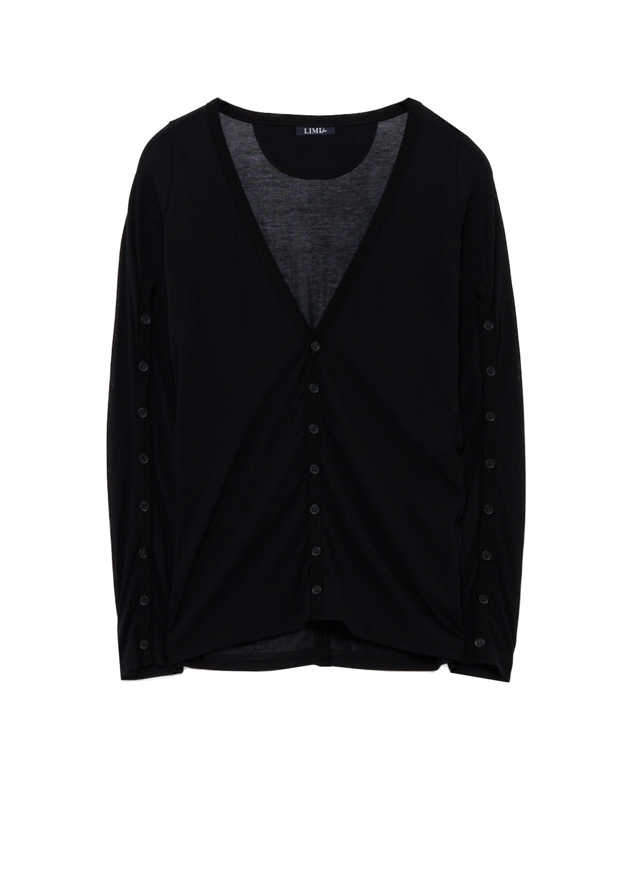 HIGH-TWIST JERSEY BUTTON SLEEVE CARDIGAN
