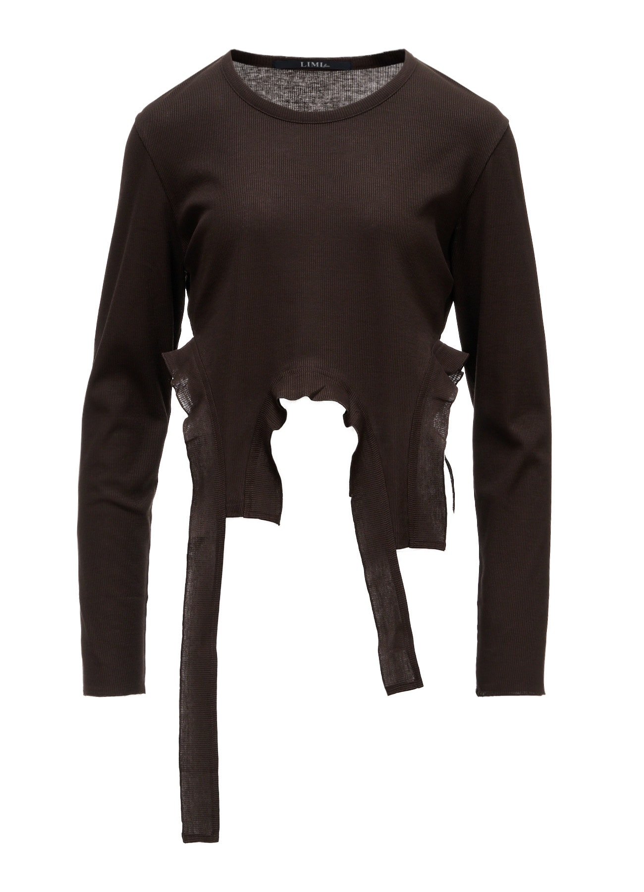 LYOCELL / COTTON RIB HEM DESIGN LONG T-SHIRT