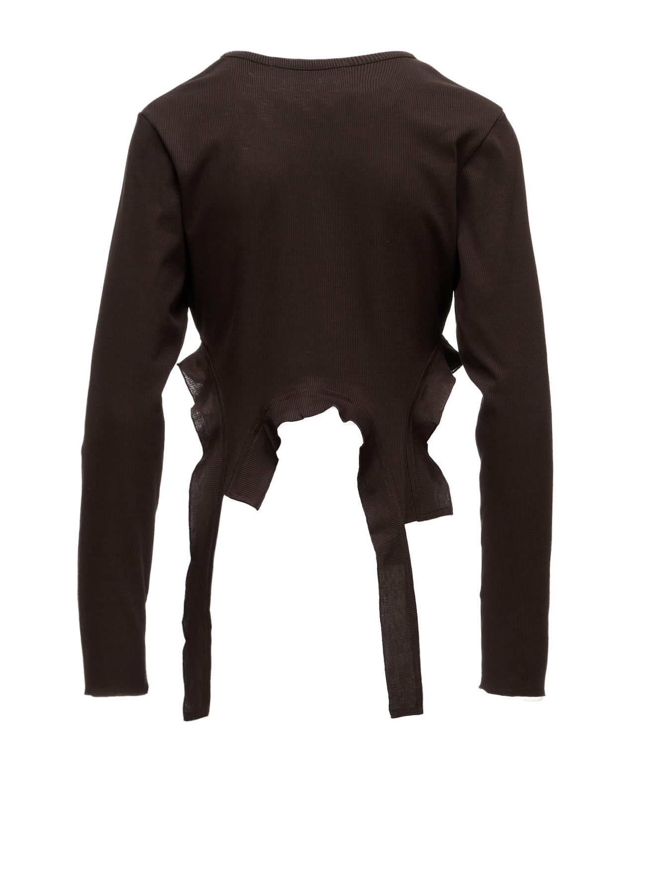 LYOCELL / COTTON RIB HEM DESIGN LONG T-SHIRT