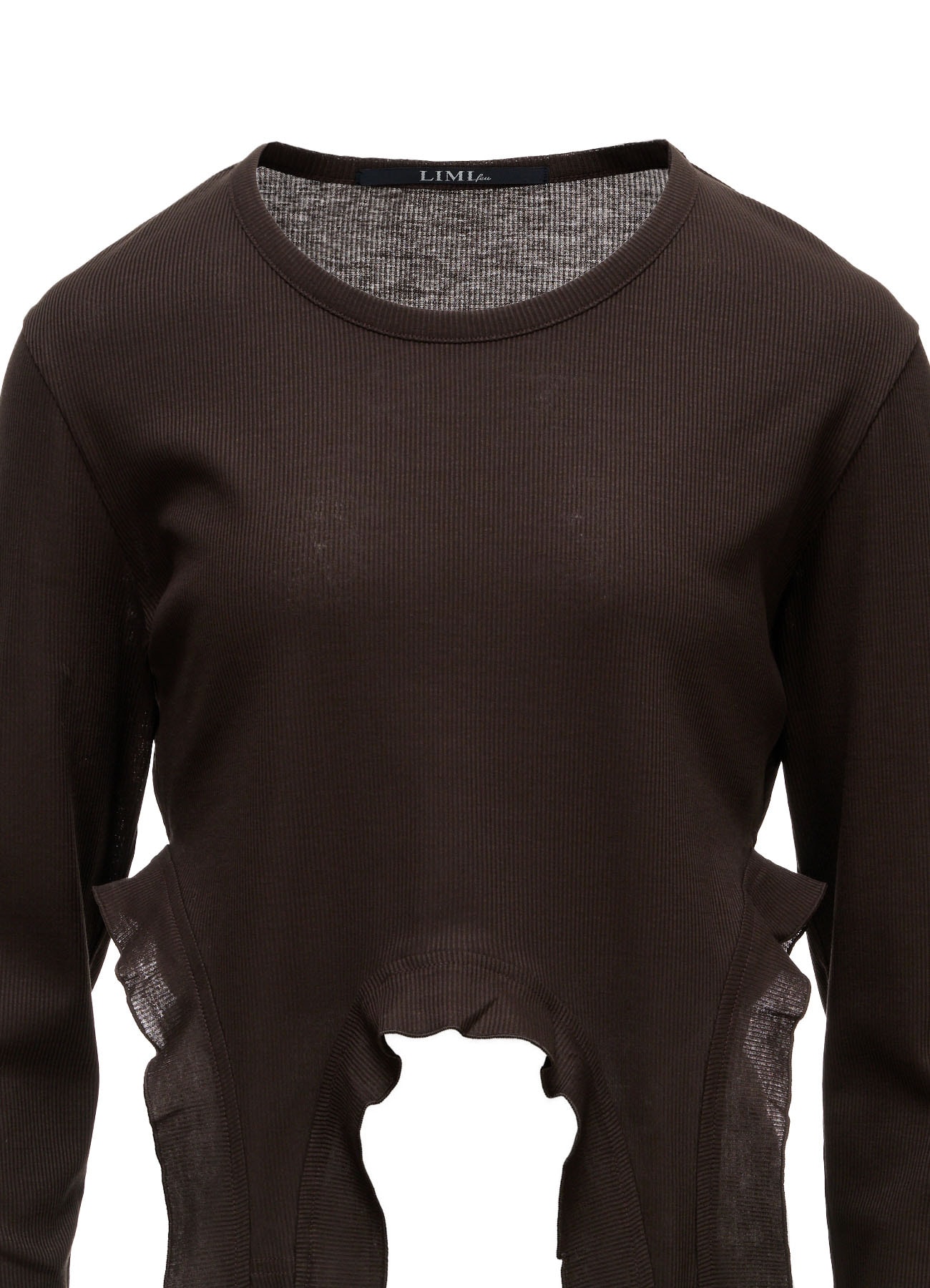 LYOCELL / COTTON RIB HEM DESIGN LONG T-SHIRT