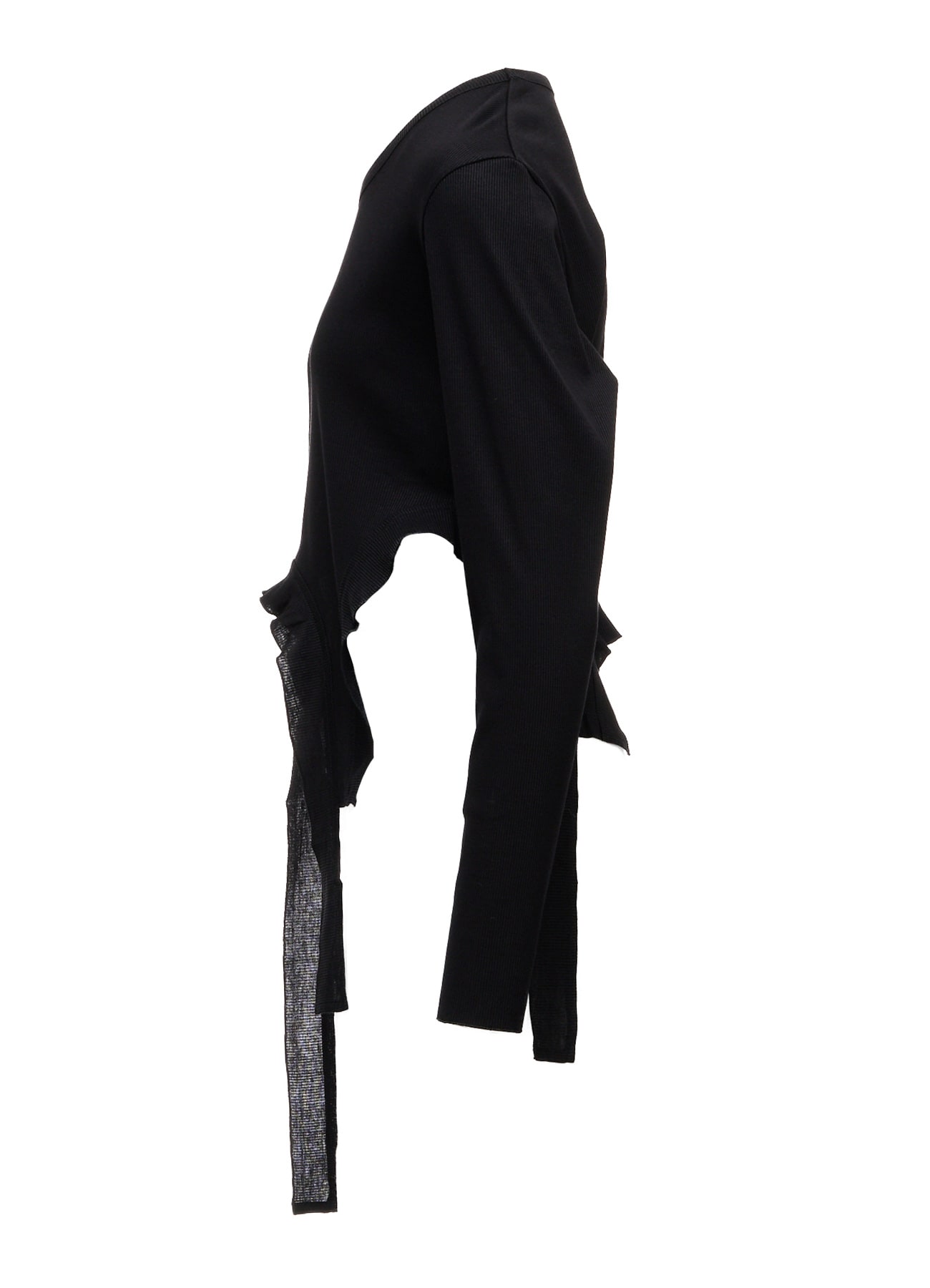 LYOCELL / COTTON RIB HEM DESIGN LONG T-SHIRT