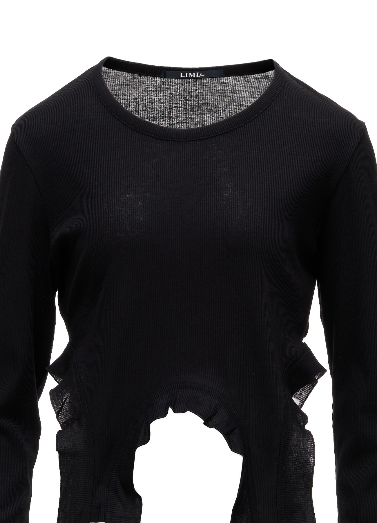 LYOCELL / COTTON RIB HEM DESIGN LONG T-SHIRT