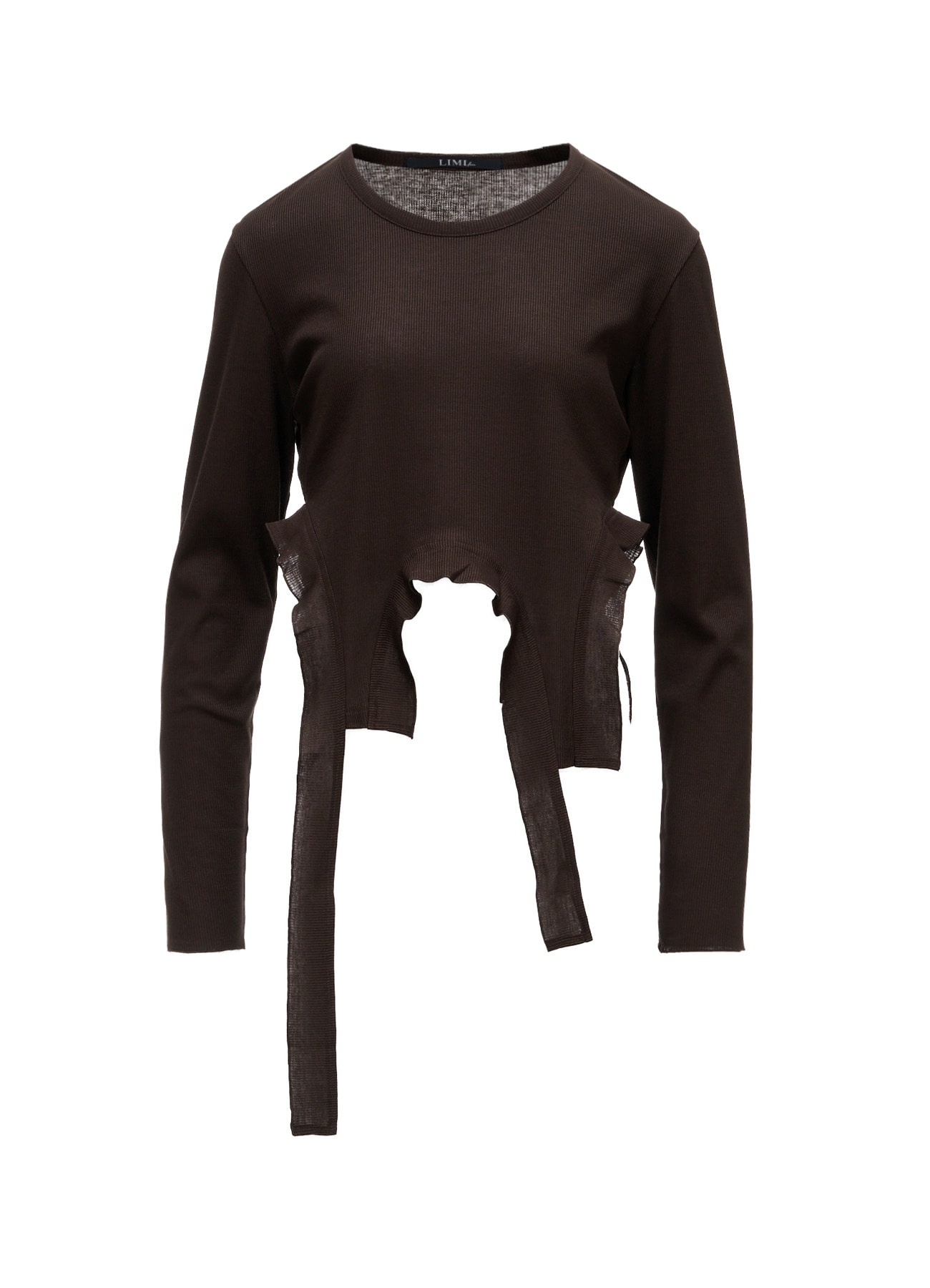 LYOCELL / COTTON RIB HEM DESIGN LONG T-SHIRT