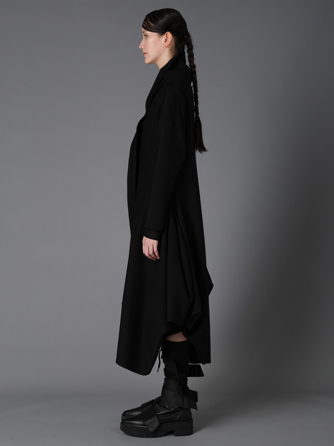DOUBLE FACE JERSEY DRAPED LONG COAT